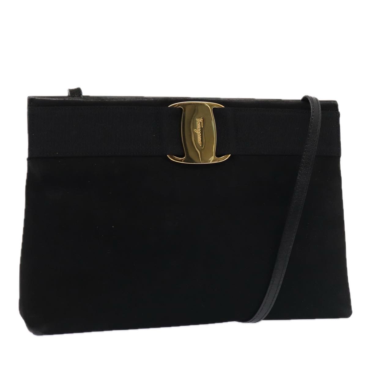 Salvatore Ferragamo Black Suede Shoulder Bag (Pre-Owned) Size ONE SIZE - 1 Thumbnail