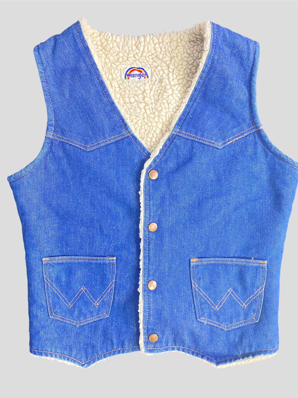 Vintage × Wrangler Western Rainbow Sherpa Riders Vest Size S / US 4 / IT 40 - 15 Thumbnail
