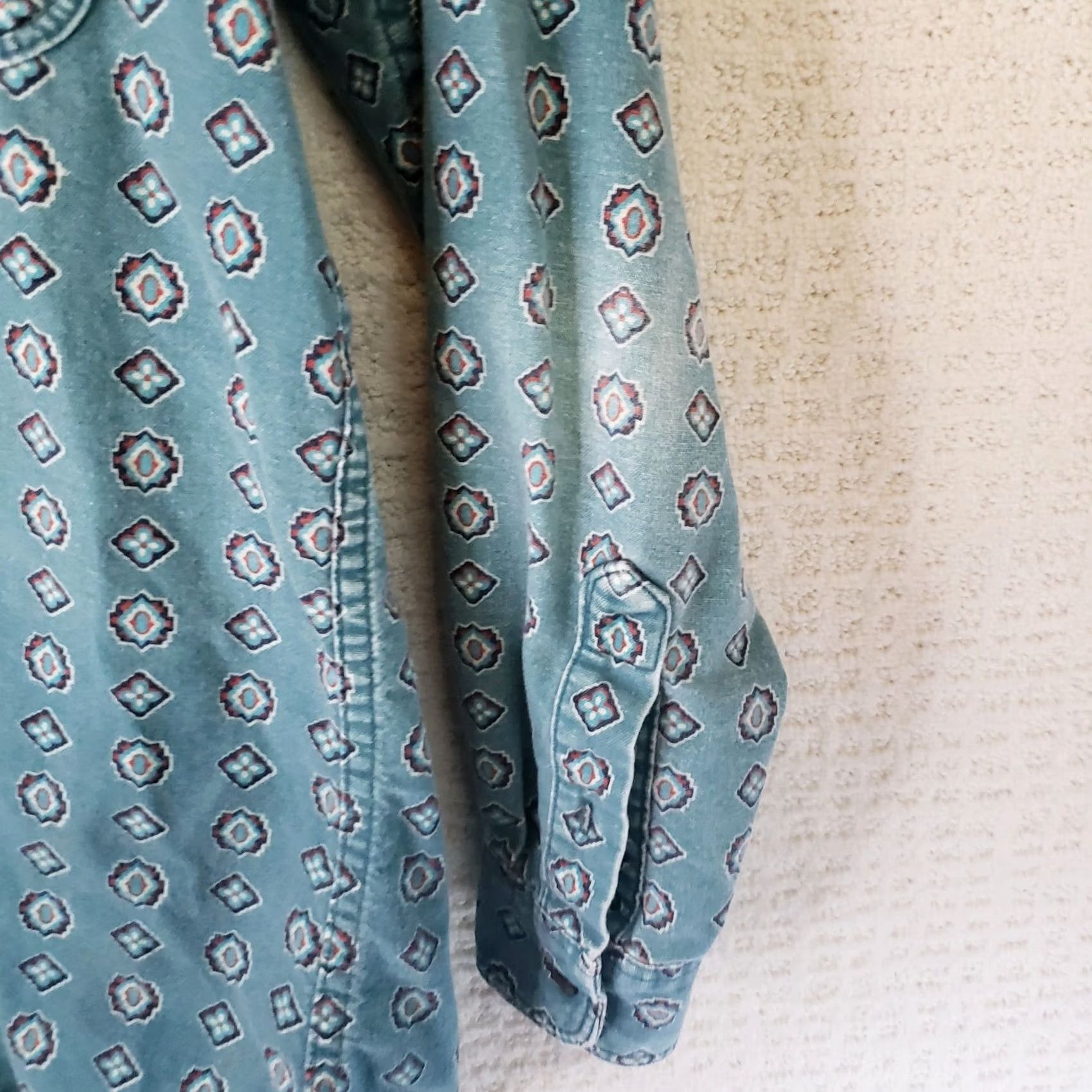 Vintage Woolrich Shirt L Turquoise Geometric Button-Up Long Sleeve Collared USA Mens Size US L / EU 52-54 / 3 - 7 Thumbnail