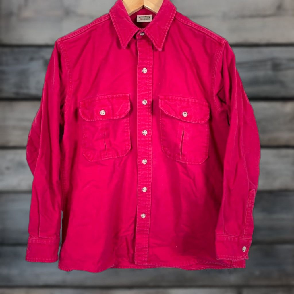 Vintage VINTAGE Five Brother Shirt Mens Large Red Chamois Button-Up Workwear 90s Grunge Retro Solid Pattern Long Sleeve Cotton Size US L / EU 52-54 / 3 - 1 Thumbnail