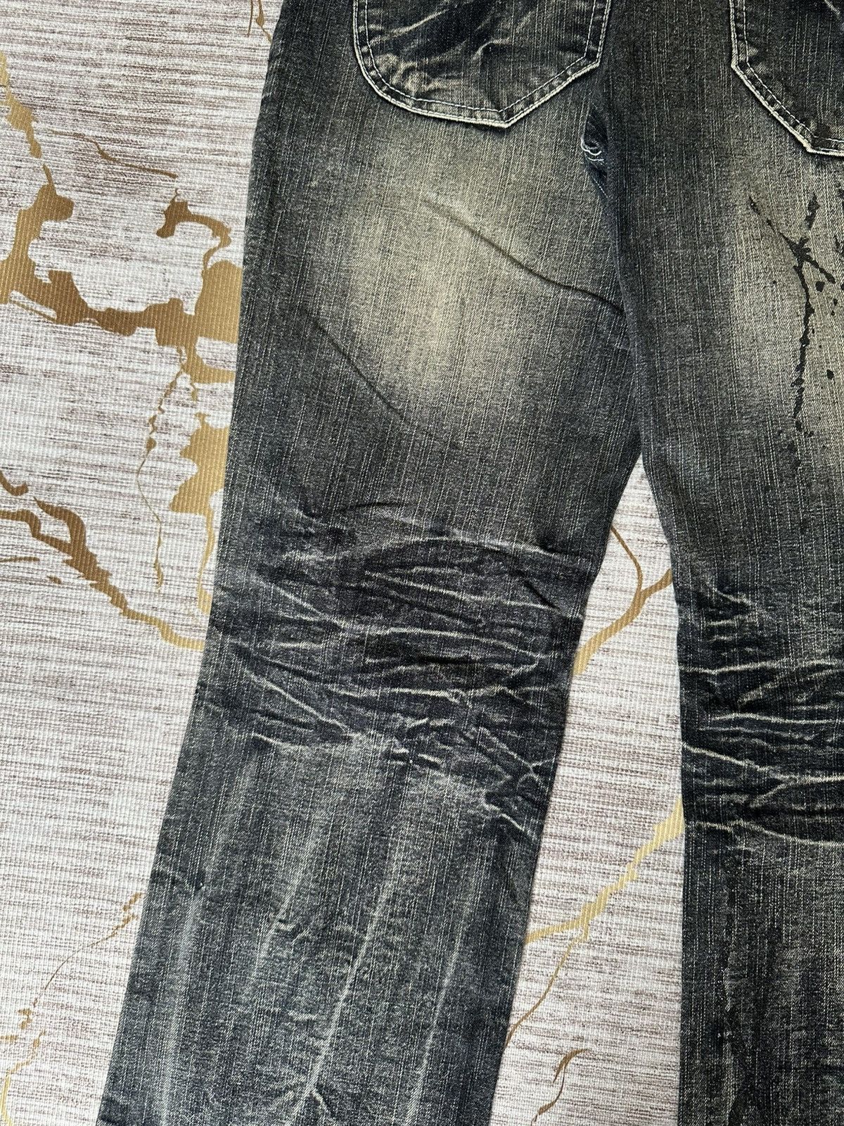 Tornado Mart FLARE Black Barcara Distressed Claw Marks Design Denim Size US 32 / EU 48 - 16 Thumbnail