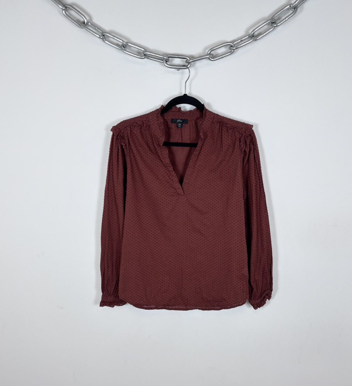 J.Crew J. Crew Women’s Orange Brown V-Neck Popover Blouse Size XS / US 0-2 / IT 36-38 - 1 Thumbnail