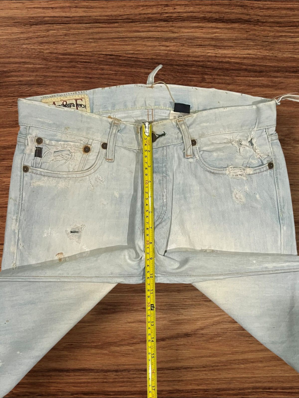 Abercrombie & Fitch × Hysteric Glamour ⚡️Trashed⚡️Abercrombie & Fitch Distressed Blue Faded Jeans Size US 30 / EU 46 - 17 Thumbnail