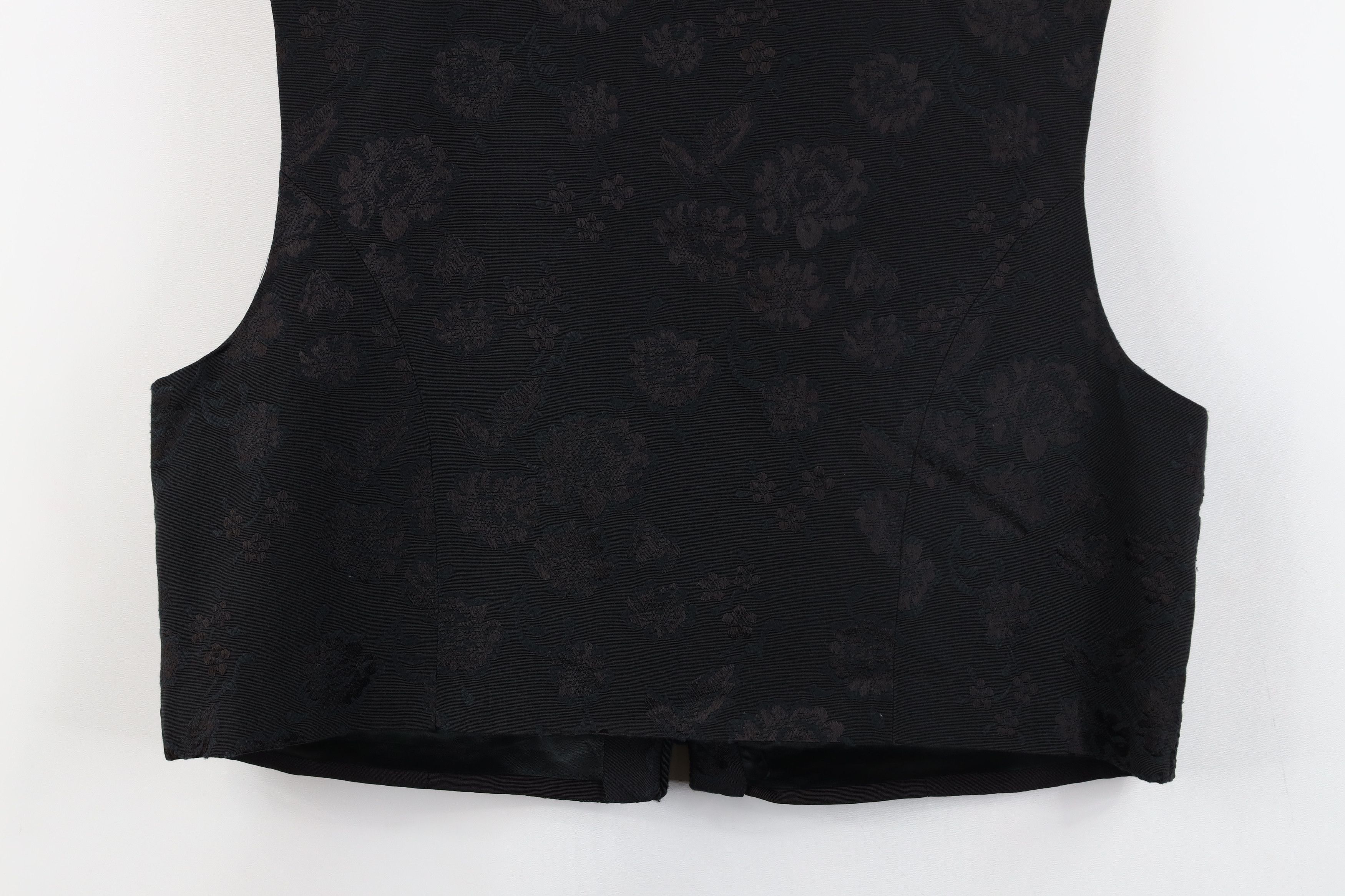 Vintage Vintage 90s Streetwear Lace Flower Button Vest Jacket Black Size XXL / US 16-18 / IT 52-54 - 12 Thumbnail