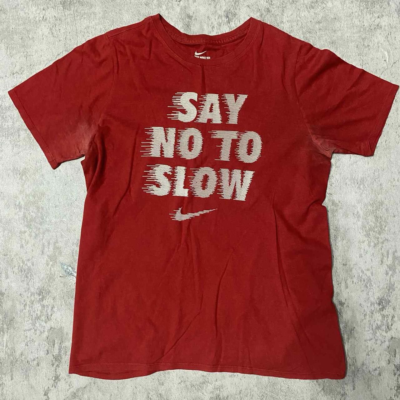 Nike Red Nike cotton t-shirt with "Say No To Slow" graphic print Size US XL / EU 56 / 4 - 1 Thumbnail