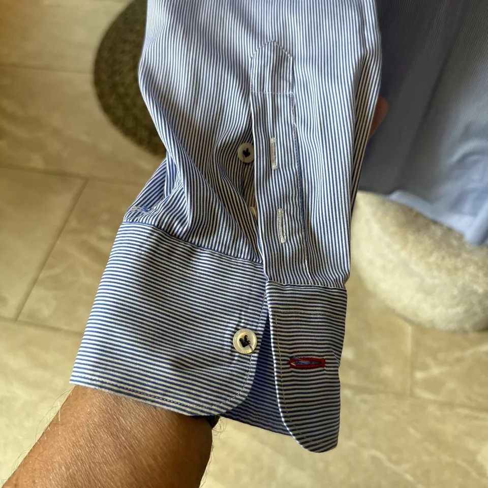 AGLINI Aglini fine 100% cotton shirt. Light blue pinstripe size 42 Size US M / EU 48-50 / 2 - 4 Thumbnail