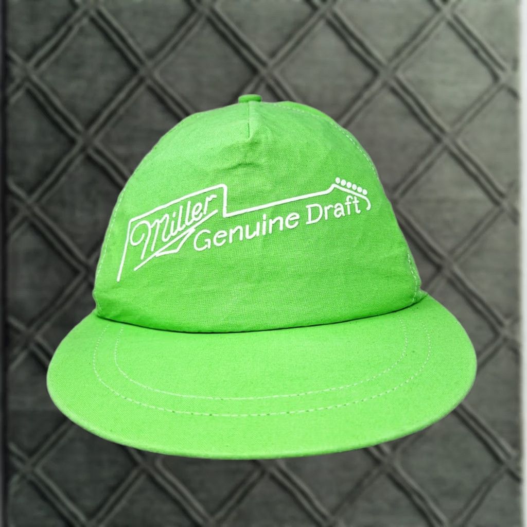 Vintage VINTAGE Miller Genuine Draft 80s Neon Green Adjustable Hat Baseball Cap Mens One Size Green 80s Beer Size ONE SIZE - 1 Thumbnail