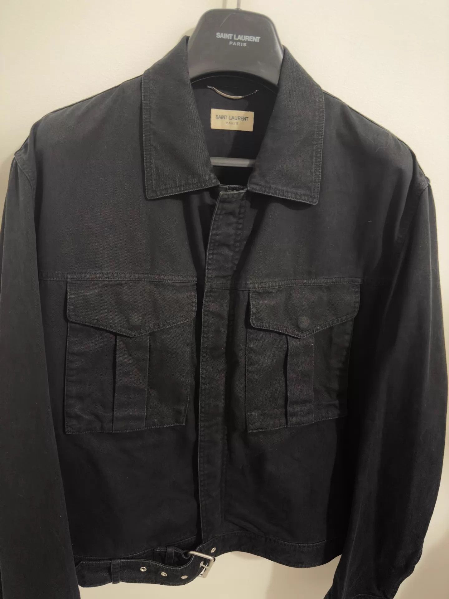Saint Laurent Paris SLP 16ss Black Warrior Military Denim Jacket 56 Size US XL / EU 56 / 4 - 3 Thumbnail