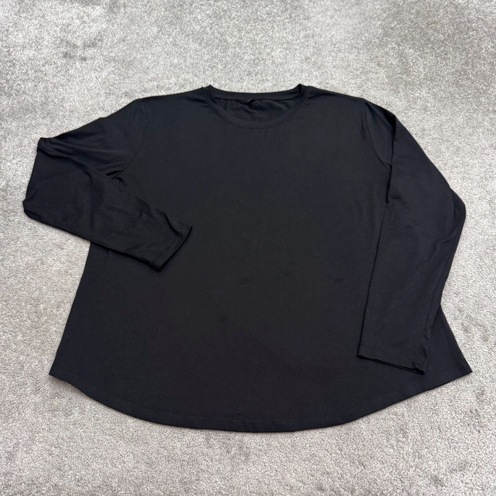 Essentials Unbranded Cotton Blend Long Sleeve T-Shirt Womens 2XL Black Crew Neck Essential Tee Top Casual Basic Size XXL / US 16-18 / IT 52-54 - 2 Thumbnail