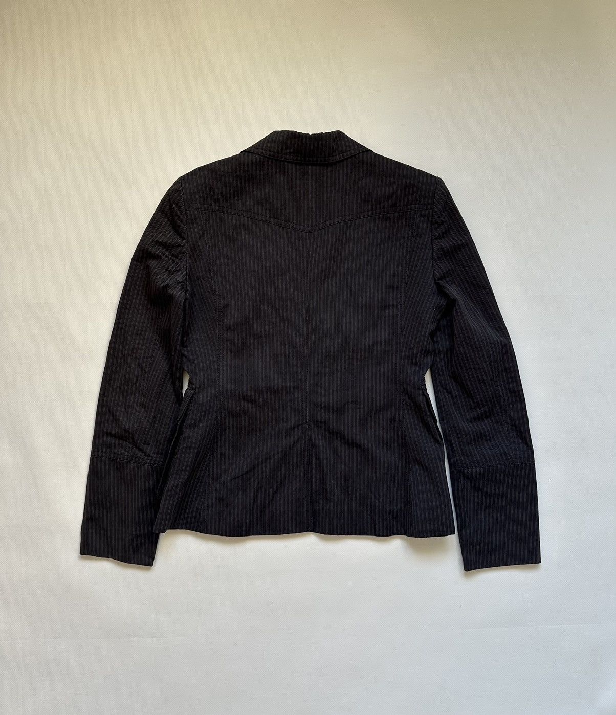Burberry-Vintage Navy Gray Blazer Jacket-Shiny Silver
