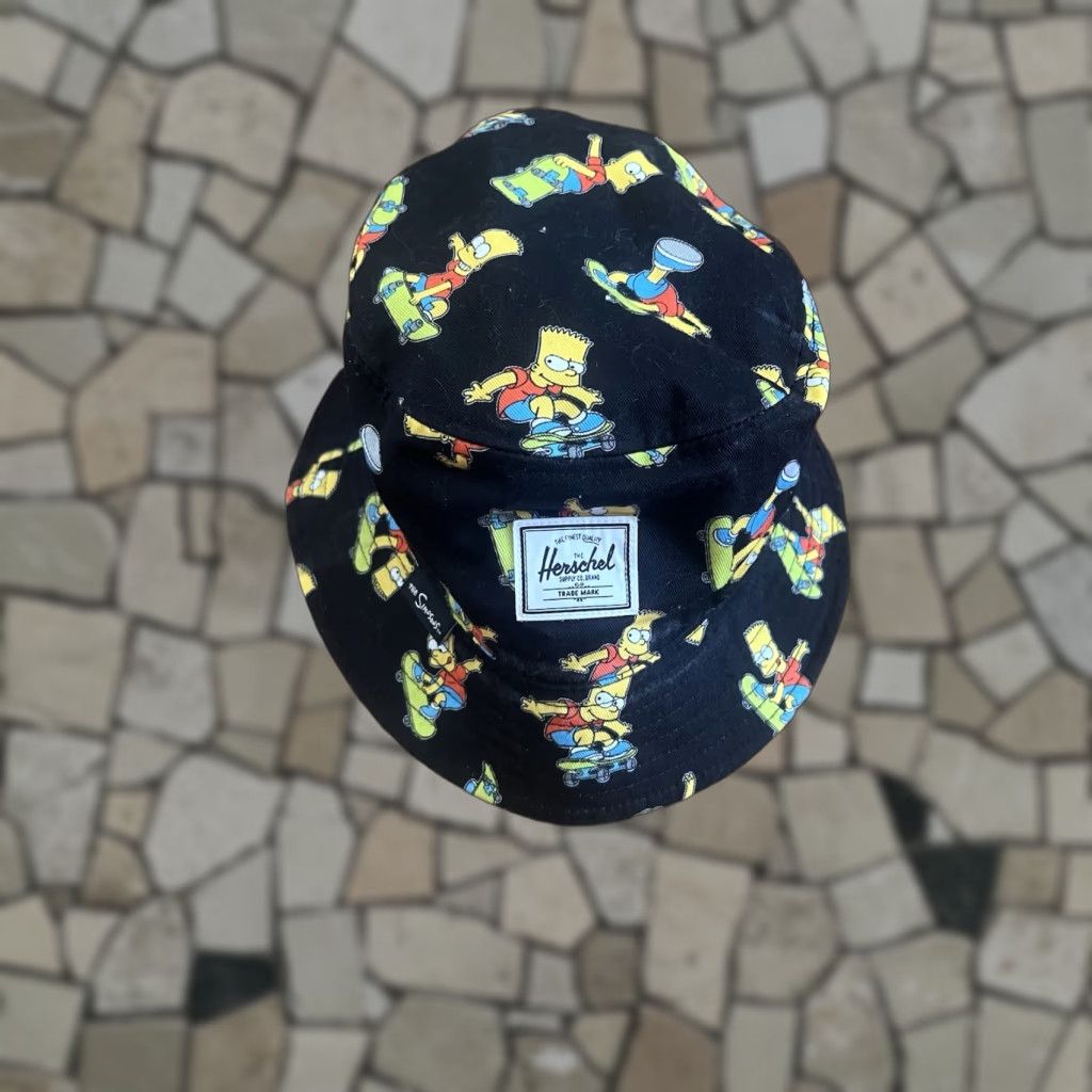 Vintage Herschel Bart Simpson Skating Bucket Hat The Simpsons All Over ...