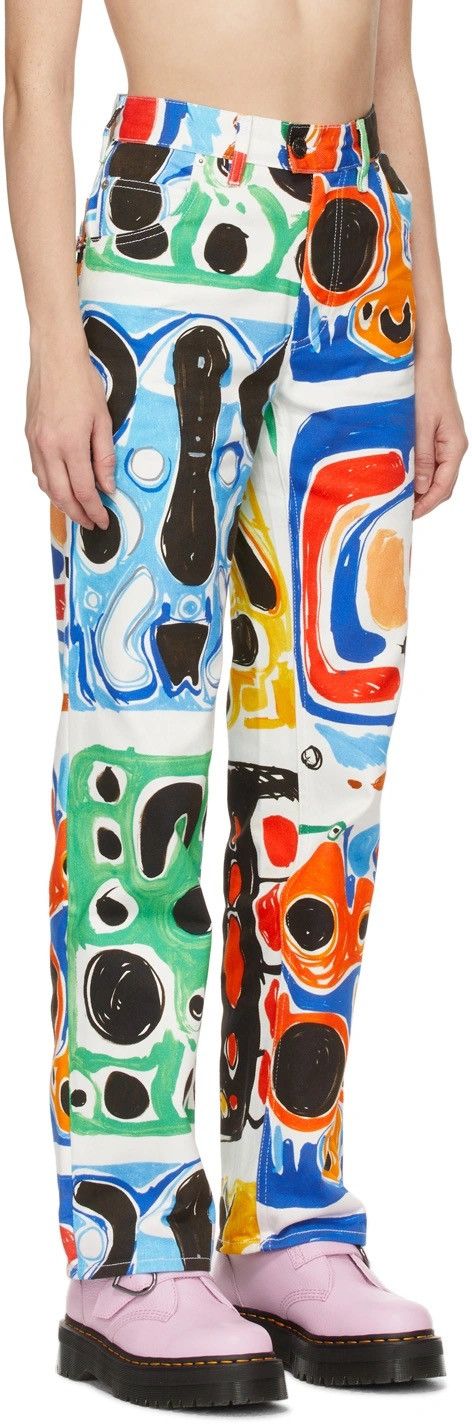 image of Charles Jeffrey Loverboy Charles Jeffery Art Denim Pants in White, Men's (Size 32)