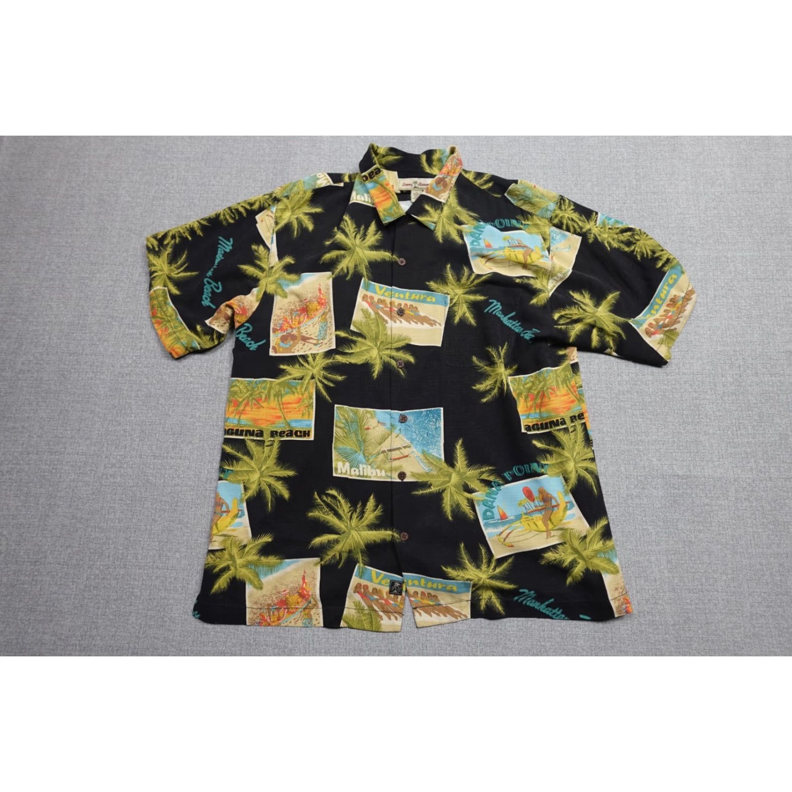 Tommy Bahama Tommy Bahama Hawaiian Shirt Mens Large Black Floral All Over Print Button-Up Short Sleeve Silk Rayon Size US L / EU 52-54 / 3 - 2 Thumbnail
