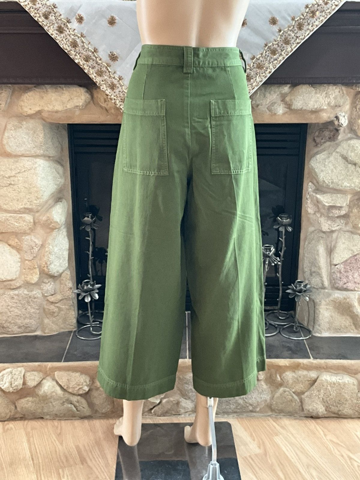 Free People Free People Green Wide-Leg Cropped Pants Size 30" / US 8 / IT 44 - 4 Thumbnail