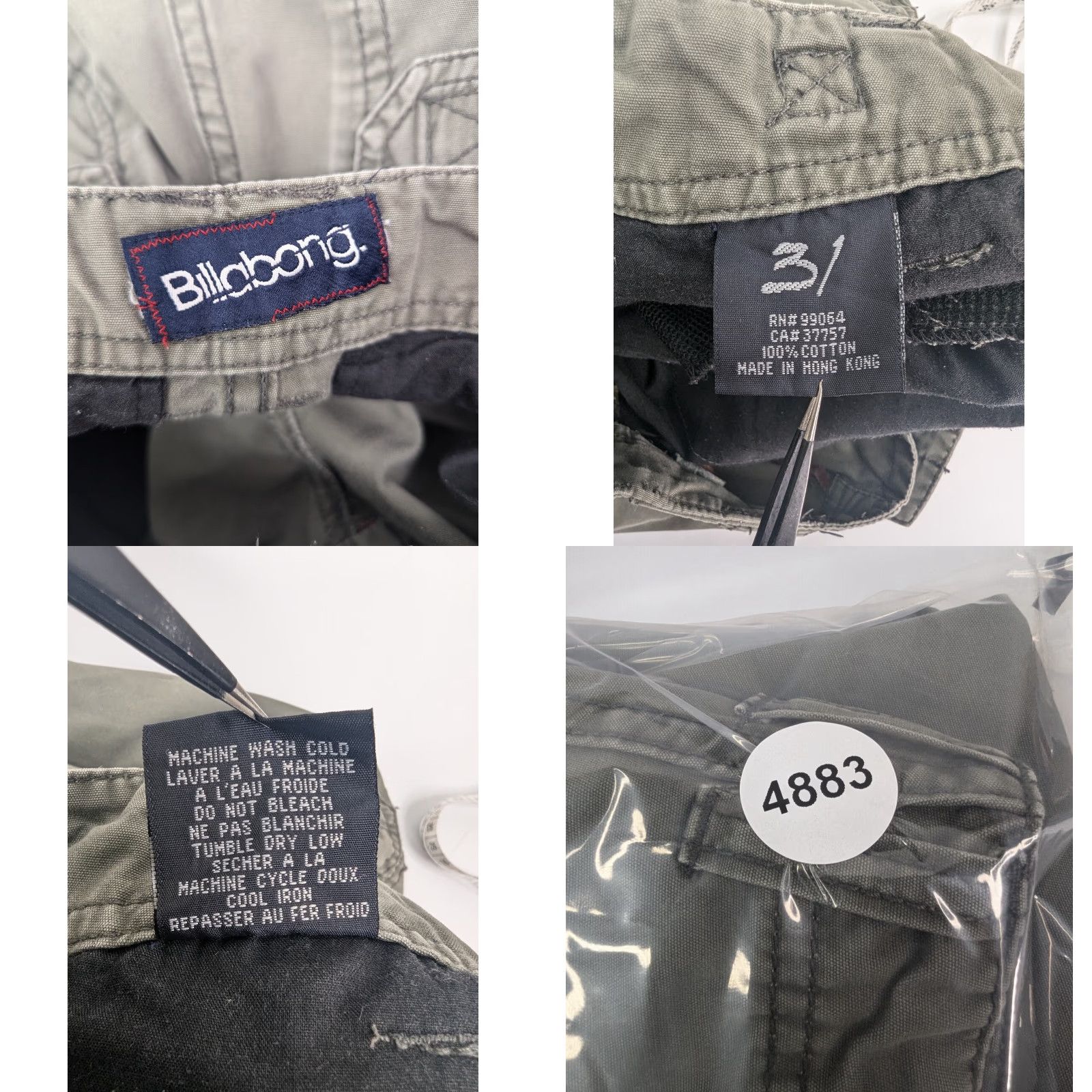 Billabong VINTAGE Billabong Cargo 8 Pocket Shorts Men’s Size 31 Green Grey Skate Y2K Baggy Size US 31 - 8 Thumbnail