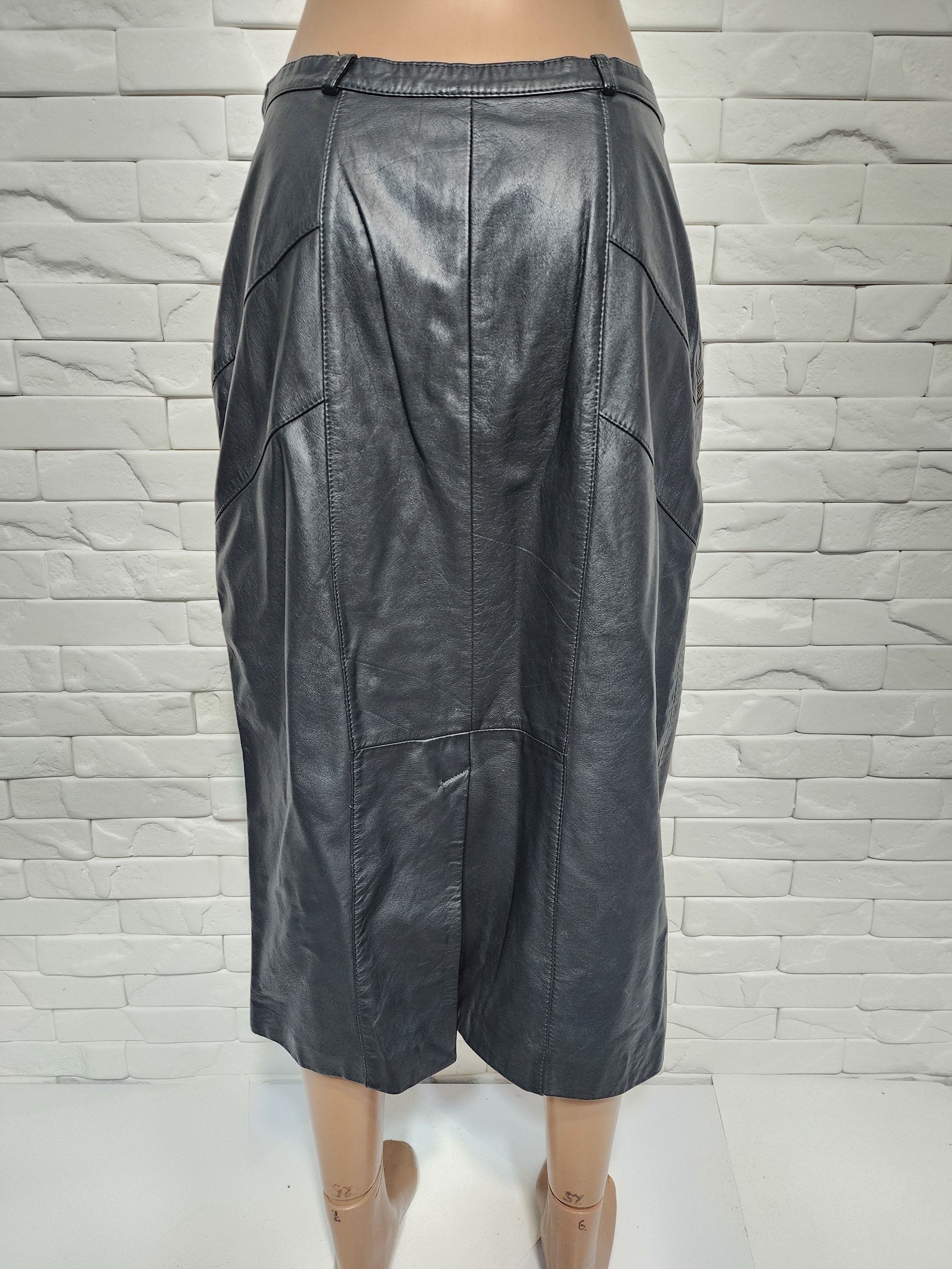 Genuine Leather Gray leather skirt. Grey skirt. Vintage leather skirt. Size 28" / US 6 / IT 42 - 4 Thumbnail