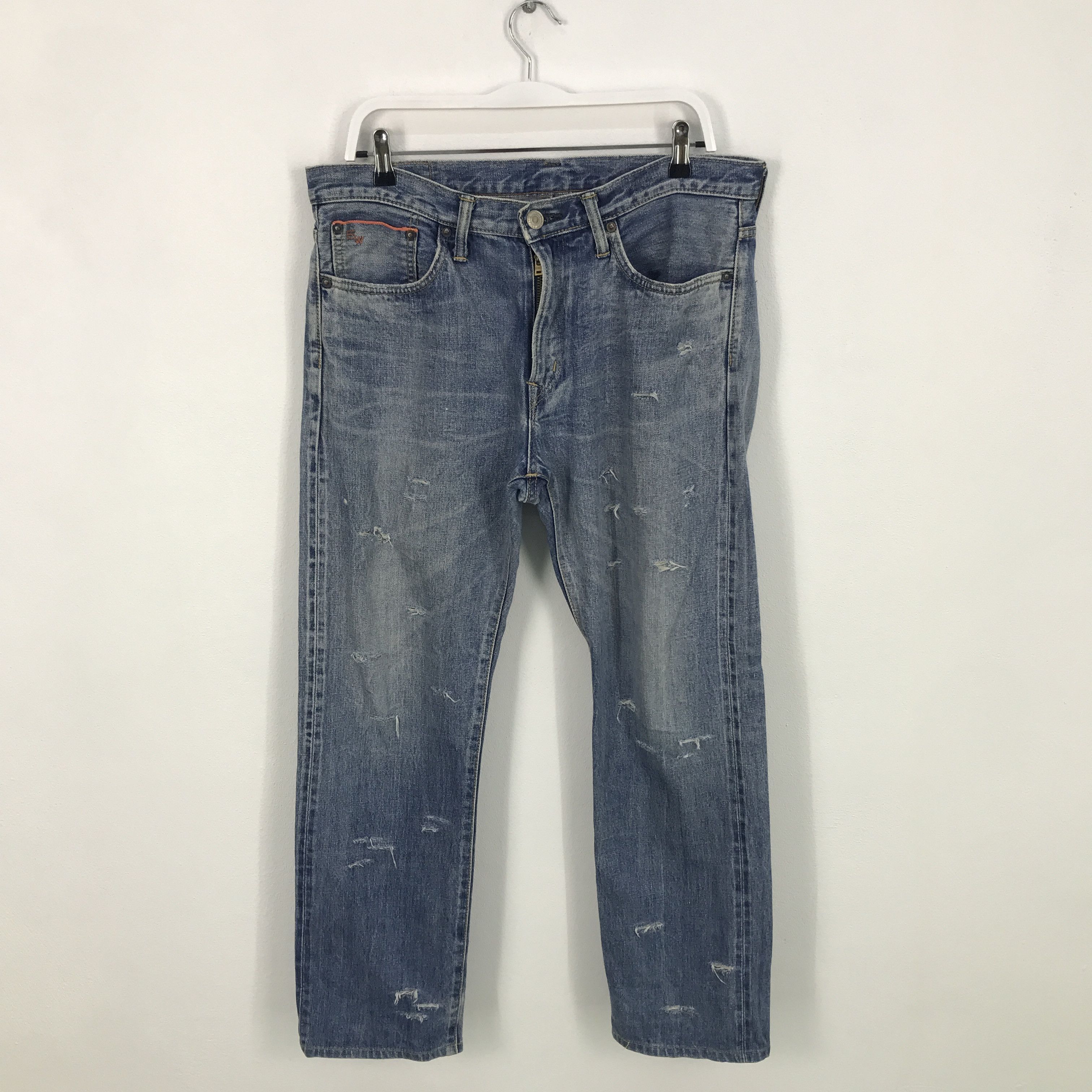 Edwin × Japanese Brand Rare edwin distressed jeans Size US 33 - 1 Thumbnail