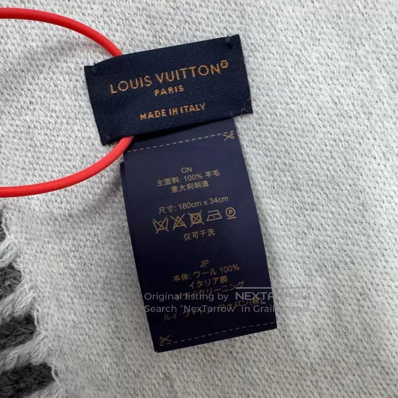 Louis Vuitton Louis Vuitton Grey fringed double-sided printed wool scarf Size ONE SIZE - 5 Thumbnail