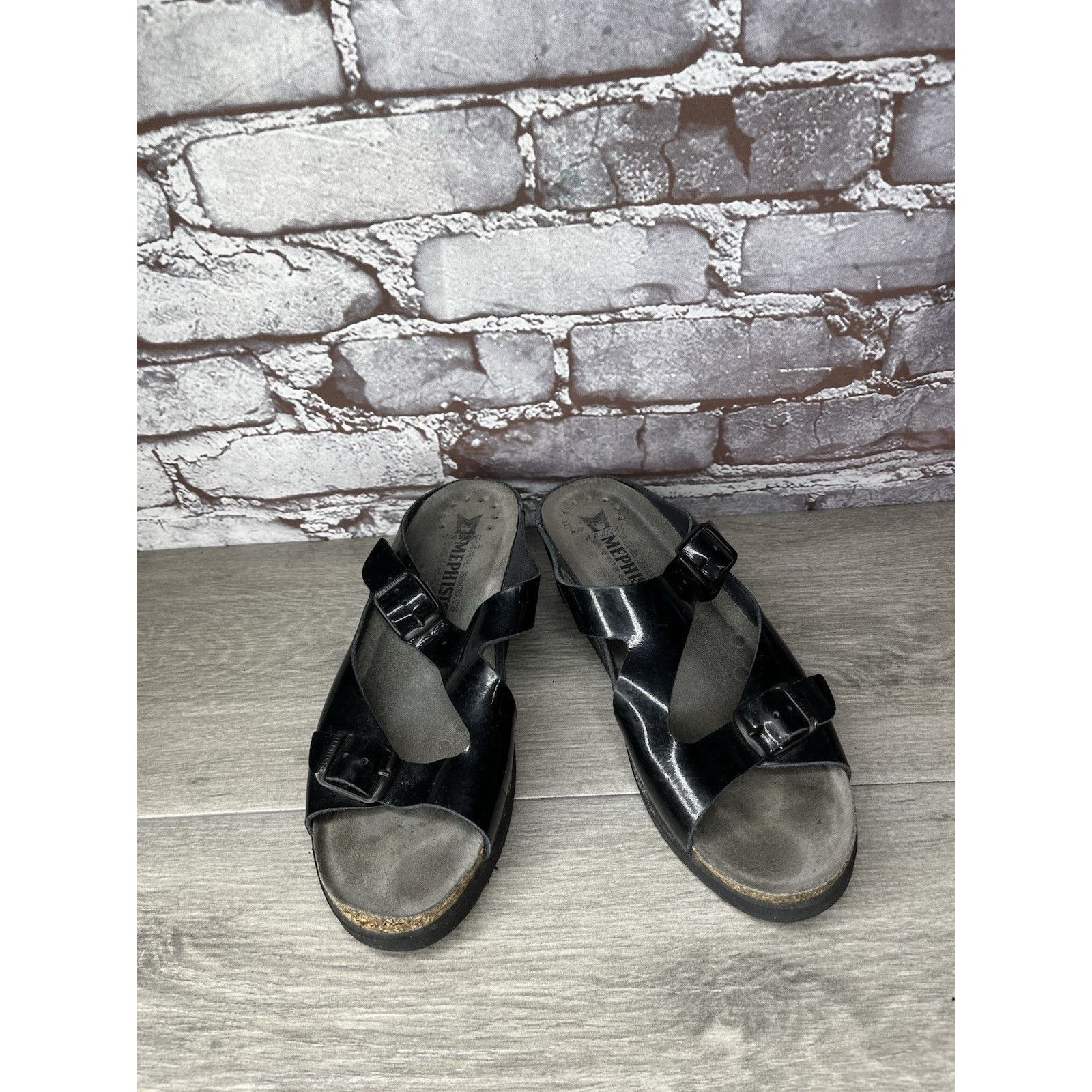 Mephisto Mephisto Black Patent Leather Buckle Wedge Sandals Women’s S Size US 7.5 / IT 37.5 - 13 Thumbnail