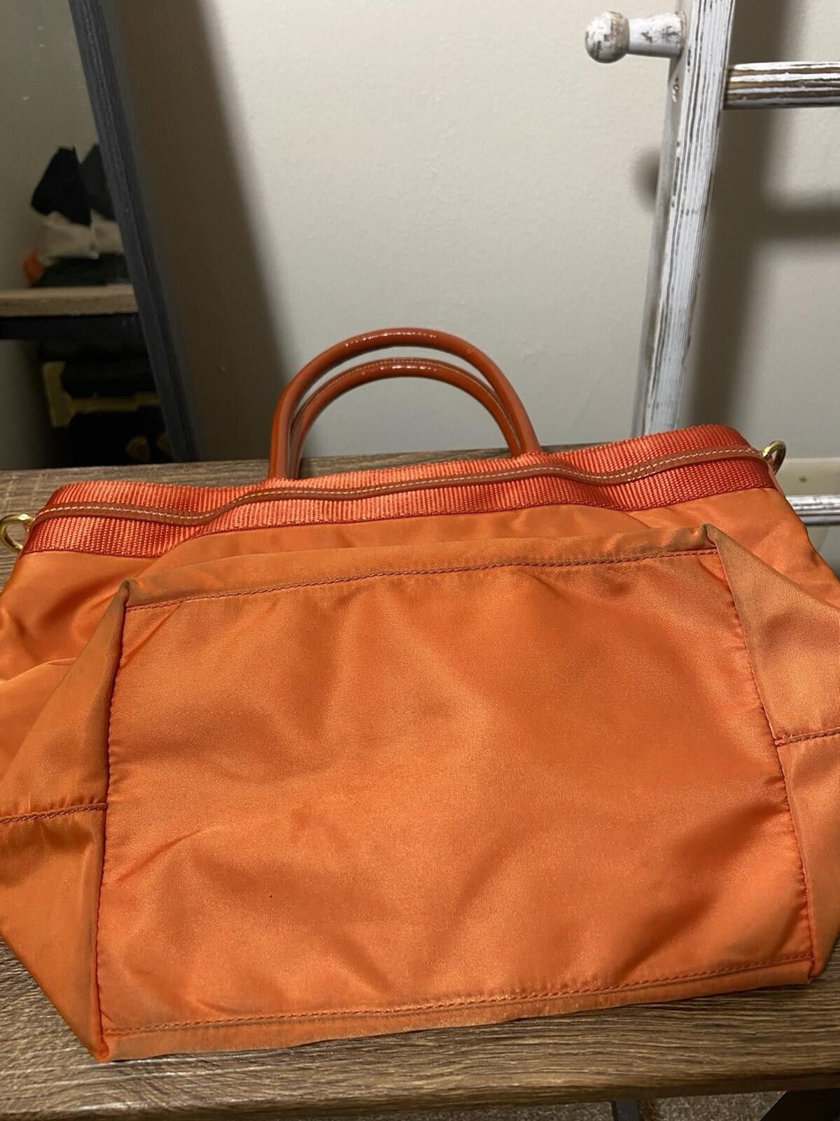 Prada Prada red patent leather orange nylon small hand tote bag Size ONE SIZE - 11 Thumbnail