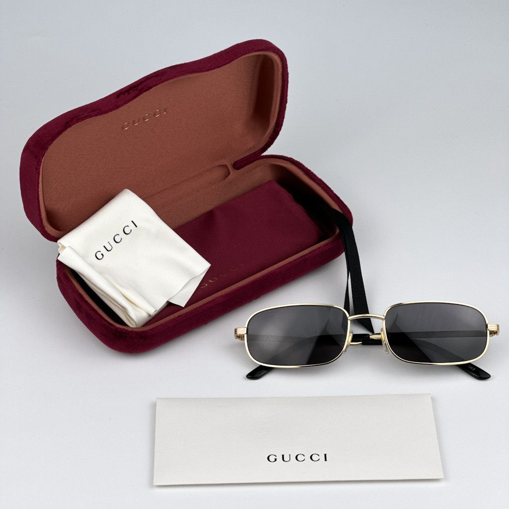 NEW Gucci GG1457S 001 Rectangle Metal Unisex Sunglasses display picture 3
