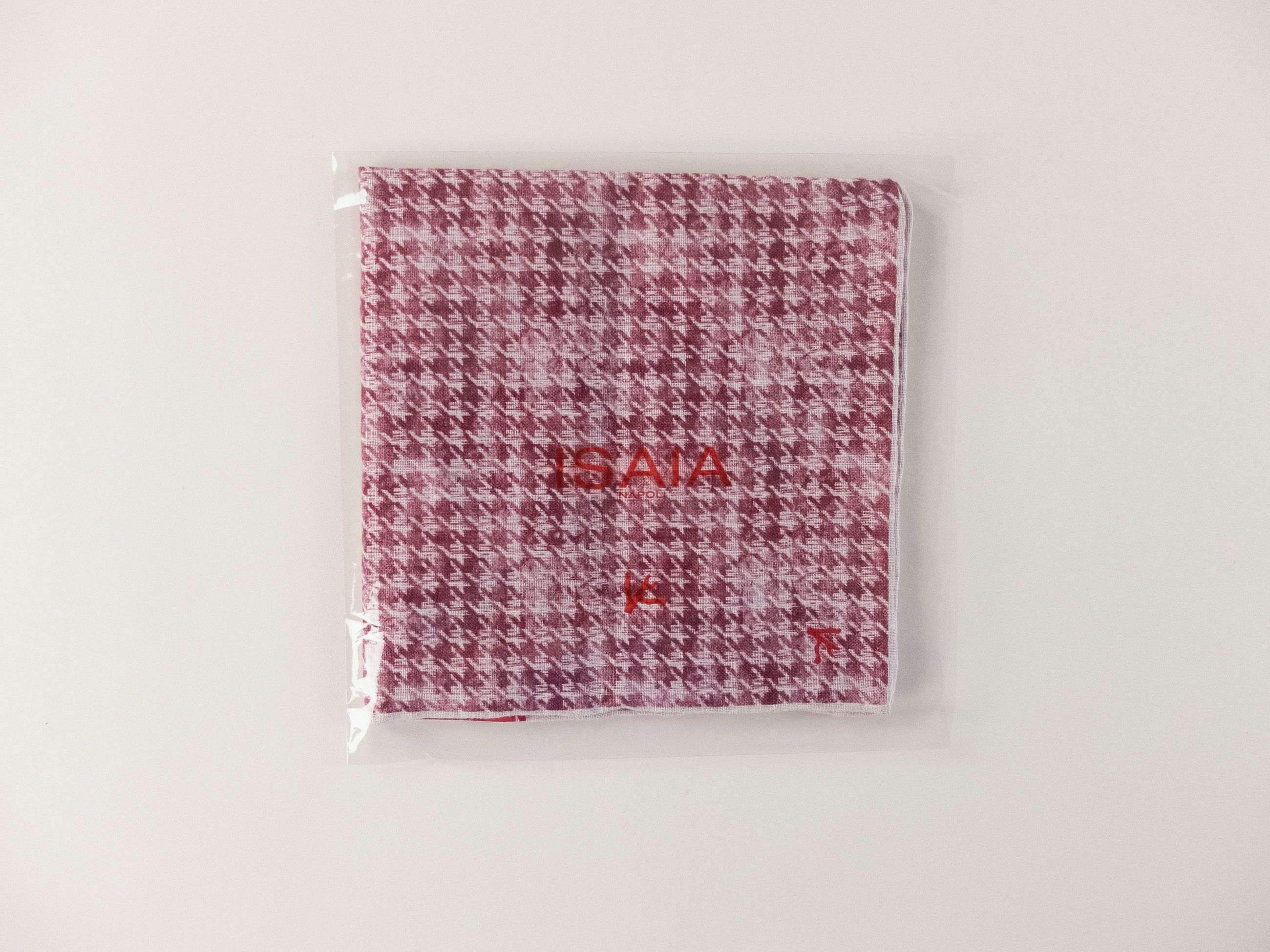 Isaia ISAIA pink white houndstooth plaid linen pocket square Size ONE SIZE - 5 Thumbnail