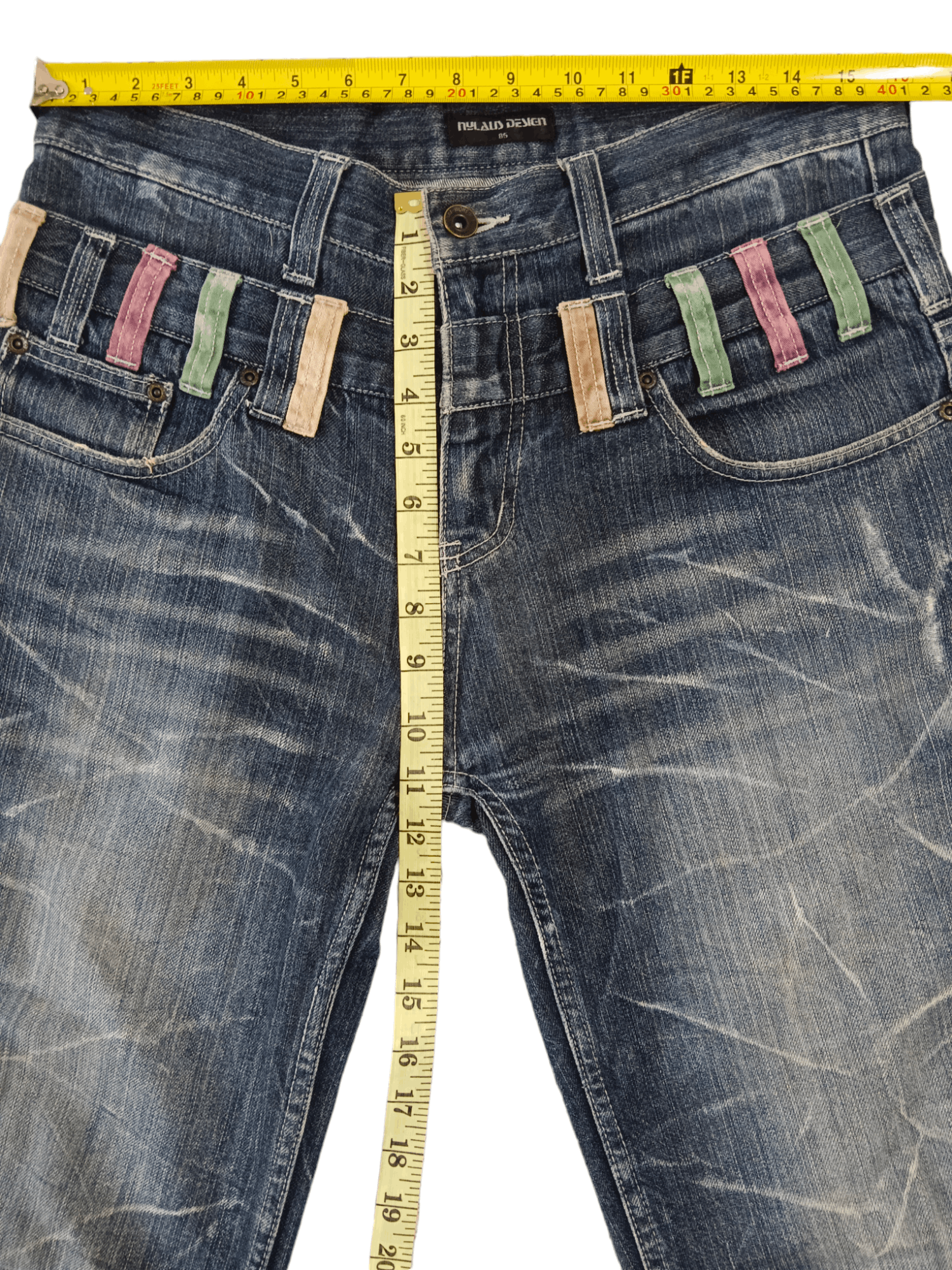 Japanese Brand Nylaus Double Waist Distressed Denim Size US 32 / EU 48 - 6 Thumbnail