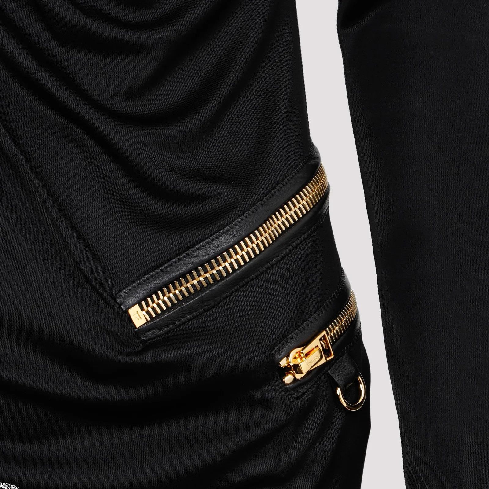 Tom Ford o1w1db10225 ABJ613 Zipped Mini Dress in Black Size S / US 4 / IT 40 - 4 Thumbnail