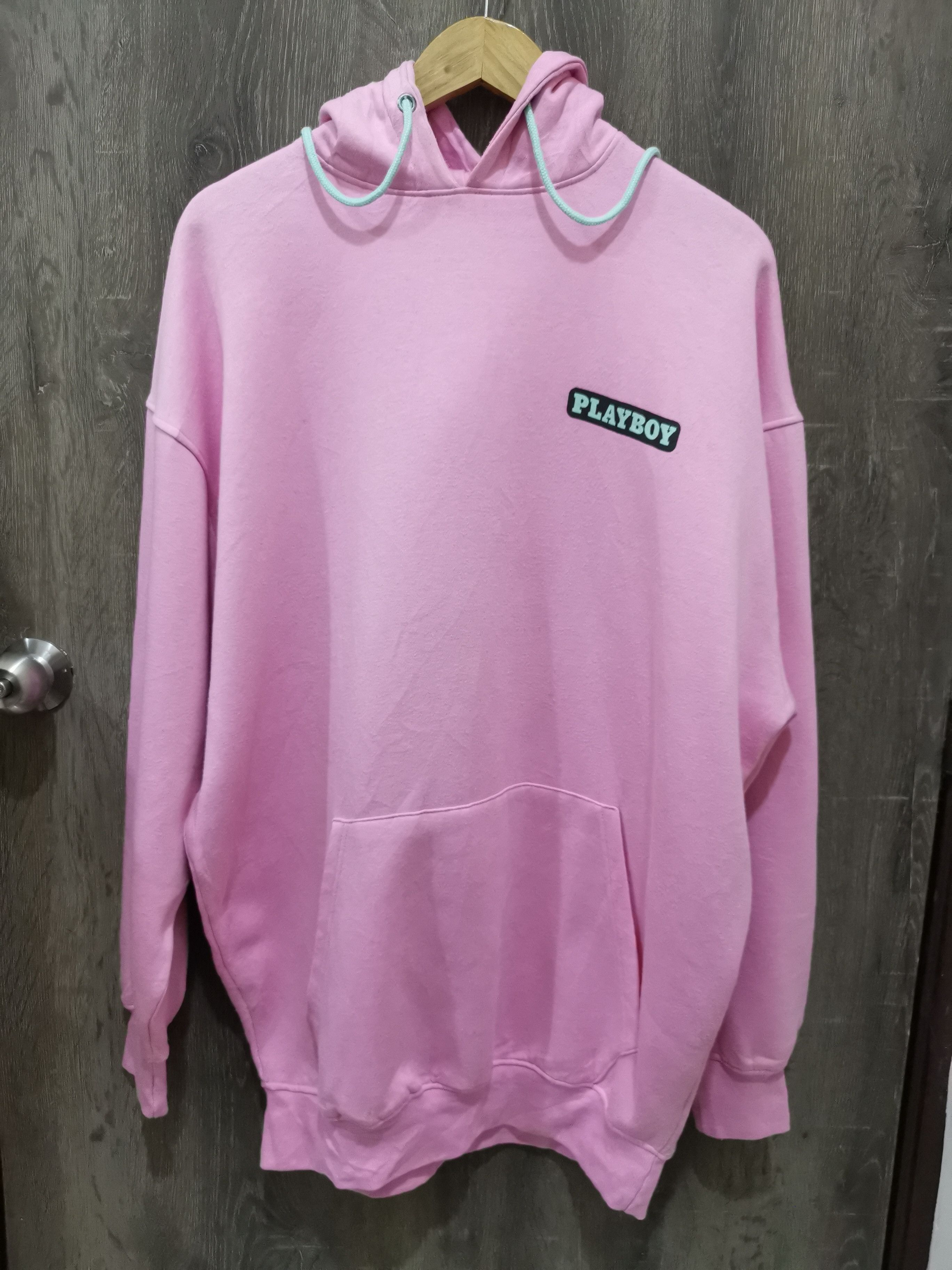 image of Playboy X Missguided Oversized Hoodie Sweatshirt in Pink, Women's (Size Medium)