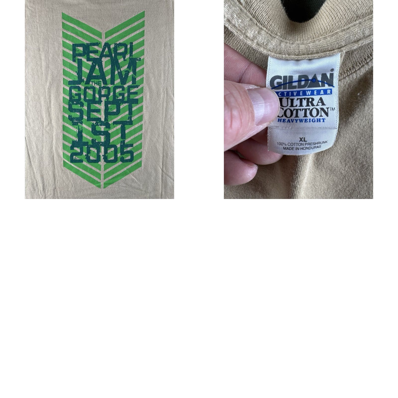 Gildan Vintage Pearl Jam Gorge Concert Tour T Shirt Rock XL Beige Crew Neck Short Sleeve Men 2005 90s Band Tee Size US XL / EU 56 / 4 - 8 Thumbnail