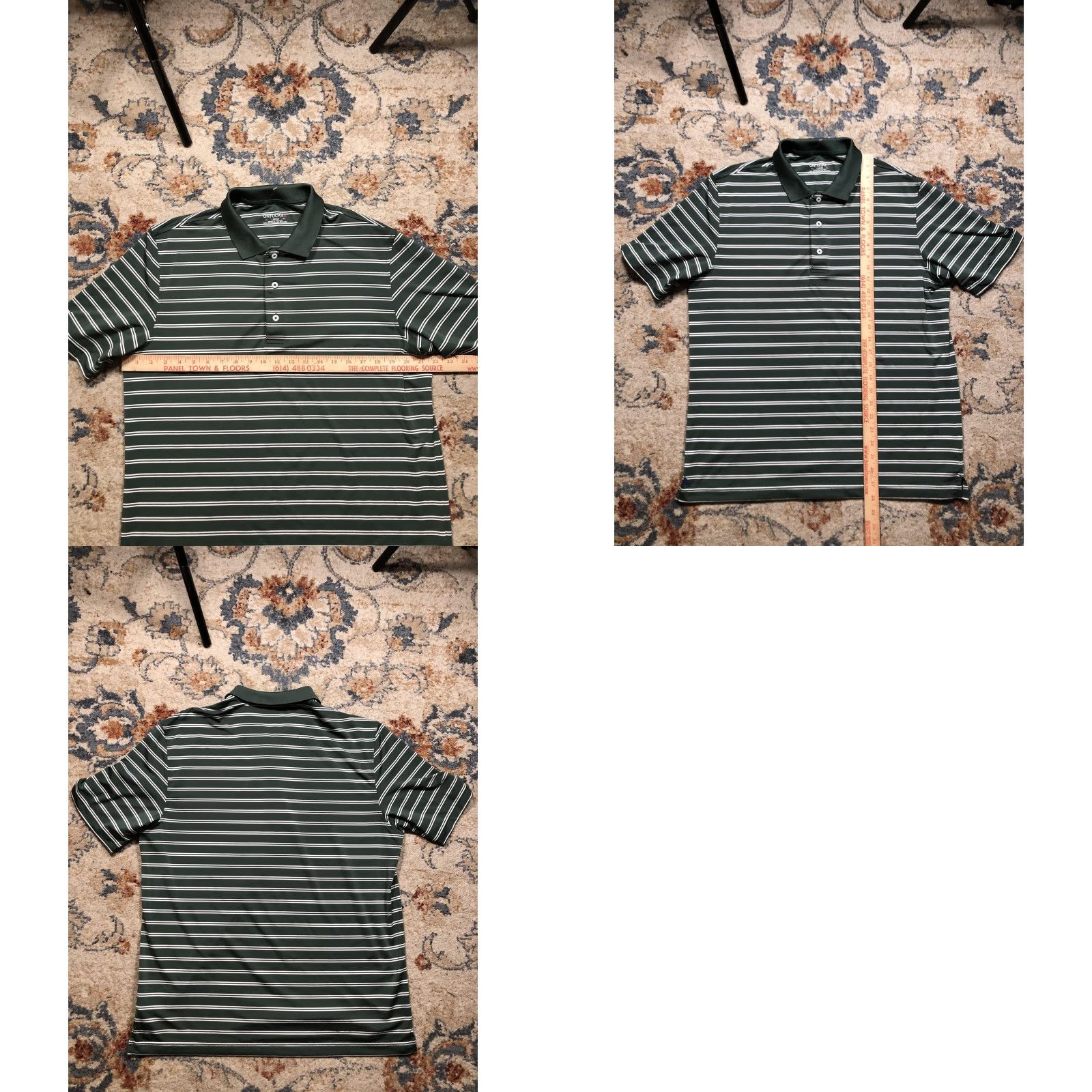 UNTUCKit UNTUCKit Polo Shirt Mens Large Green White Stripe Performance Stretch Golf Shirt Mens L Green Stripe Polo Short Sleeve Athletic Comfort Size US L / EU 52-54 / 3 - 8 Thumbnail