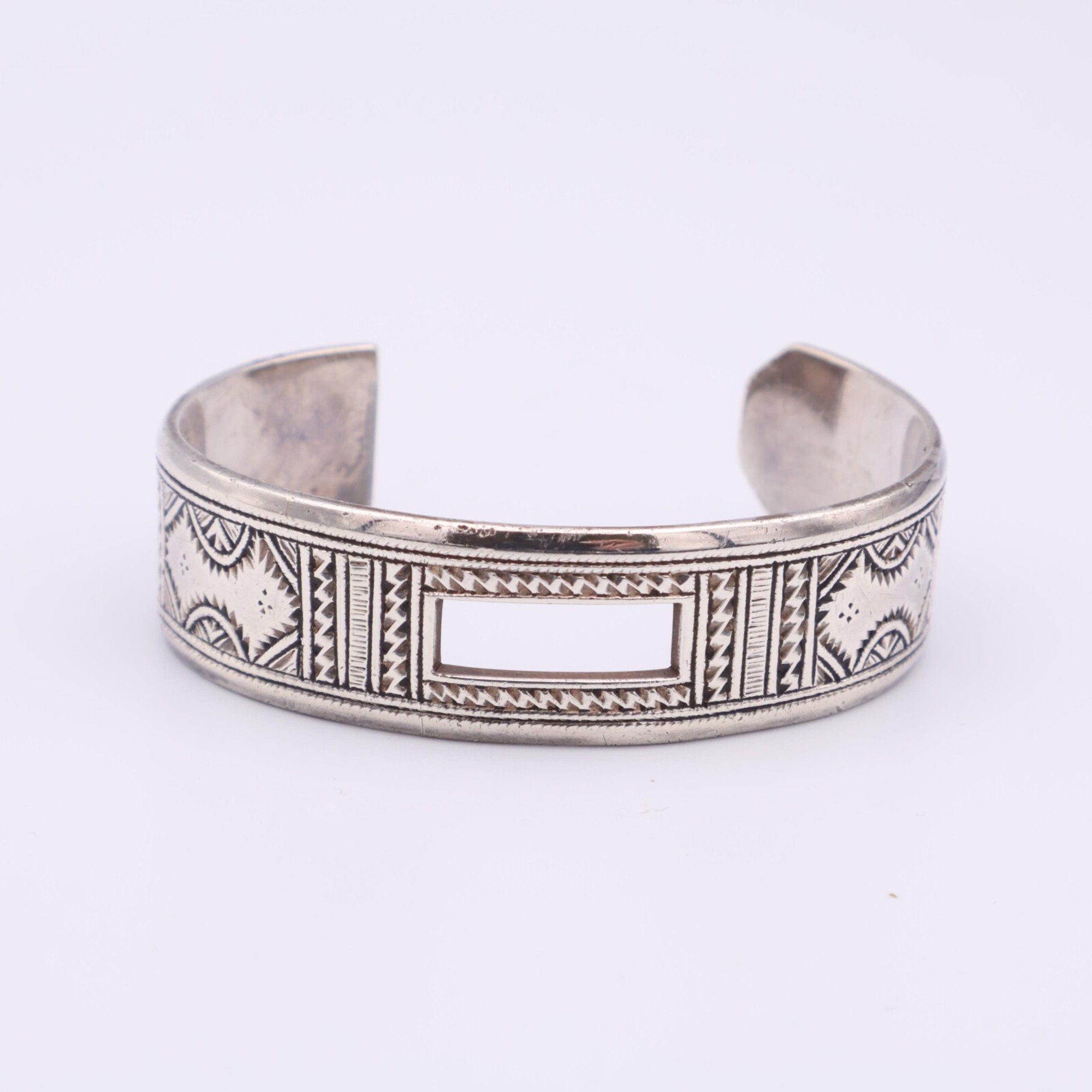 image of Hermes Ag925 Touareg Newton Bracelet Bangle T5 Silver Men's