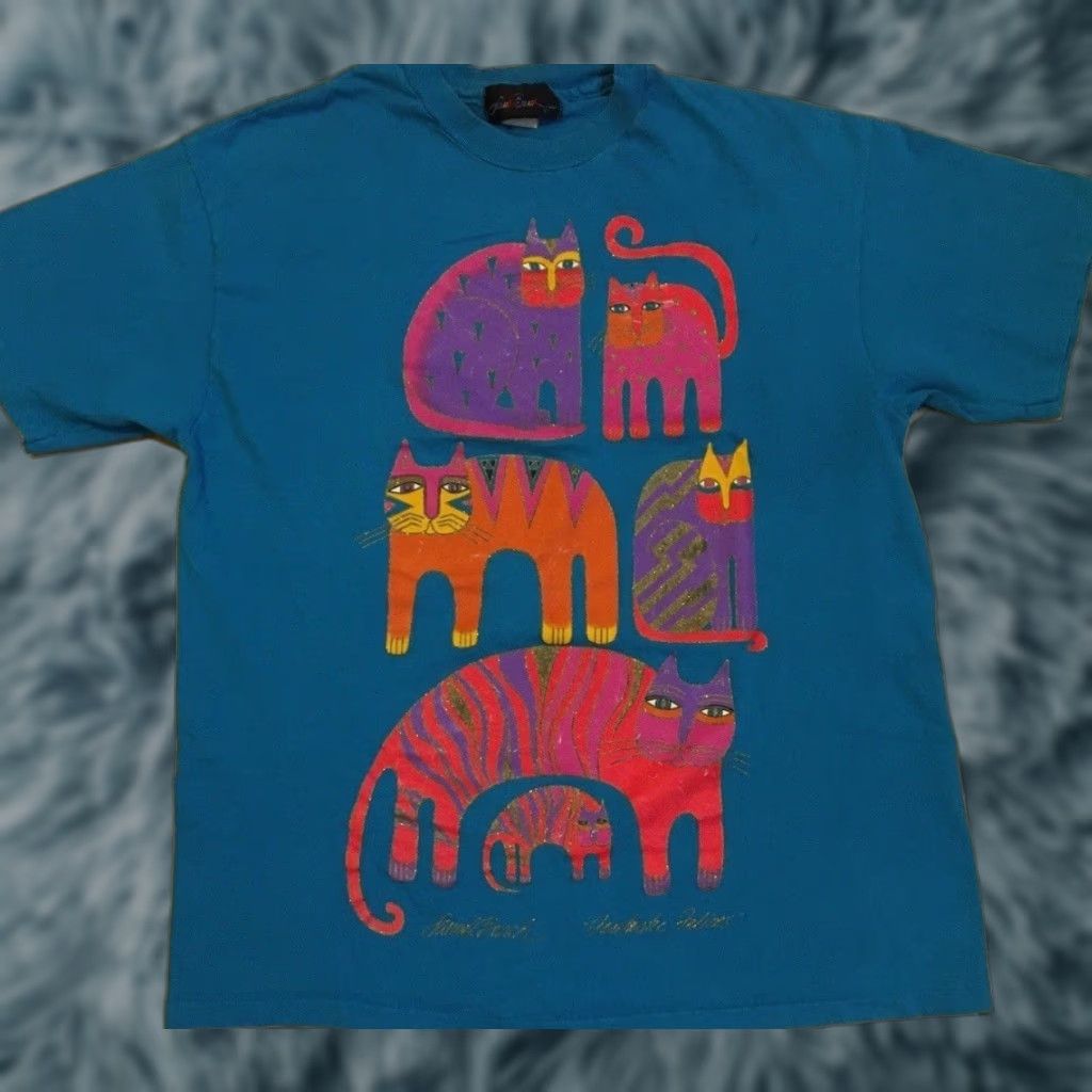 Vintage VINTAGE 90s Laurel Burch Abstract Cat Art Faded Distressed Shirt M Size US M / EU 48-50 / 2 - 1 Thumbnail