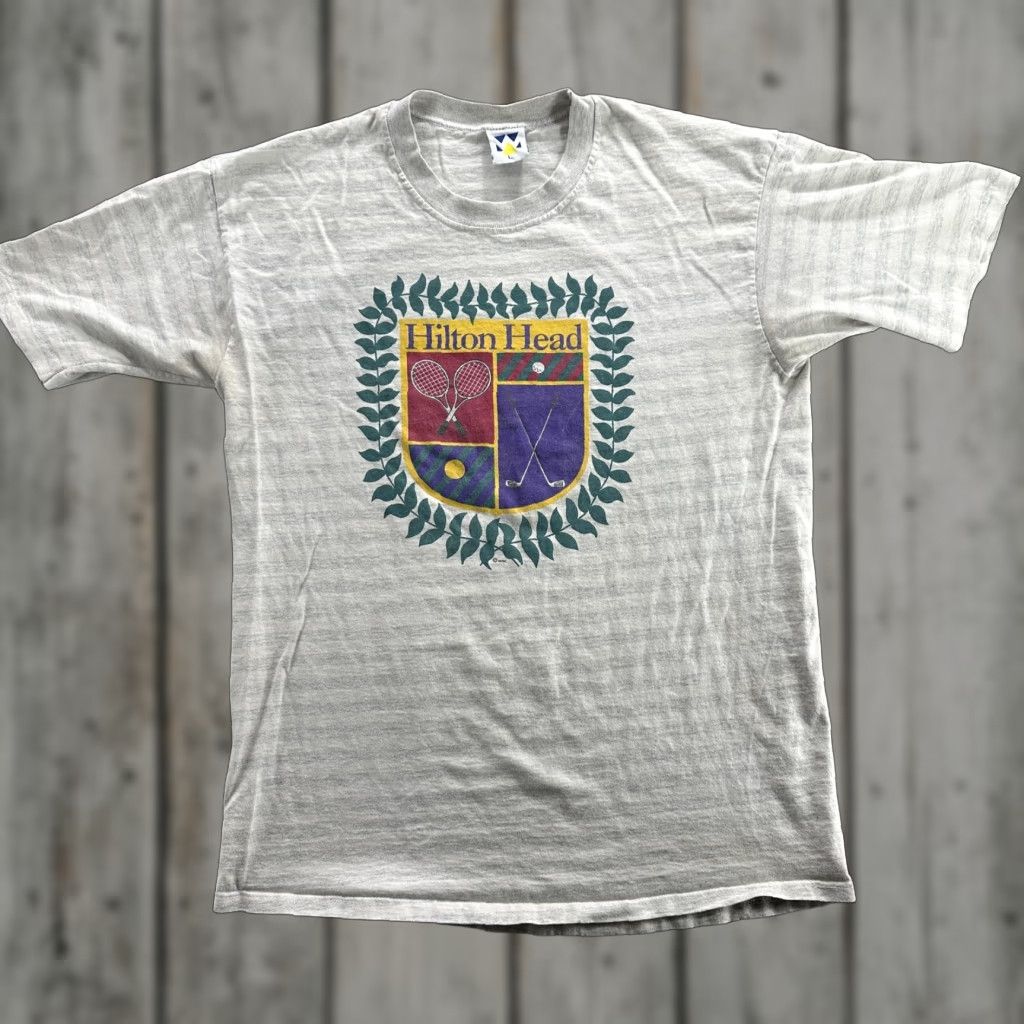 Other VINTAGE Wellington Hilton Head Shirt Mens Large Gray Crest Graphic Tee 90s Sports Travel Souvenir Mens L Gray Size US L / EU 52-54 / 3 - 1 Thumbnail