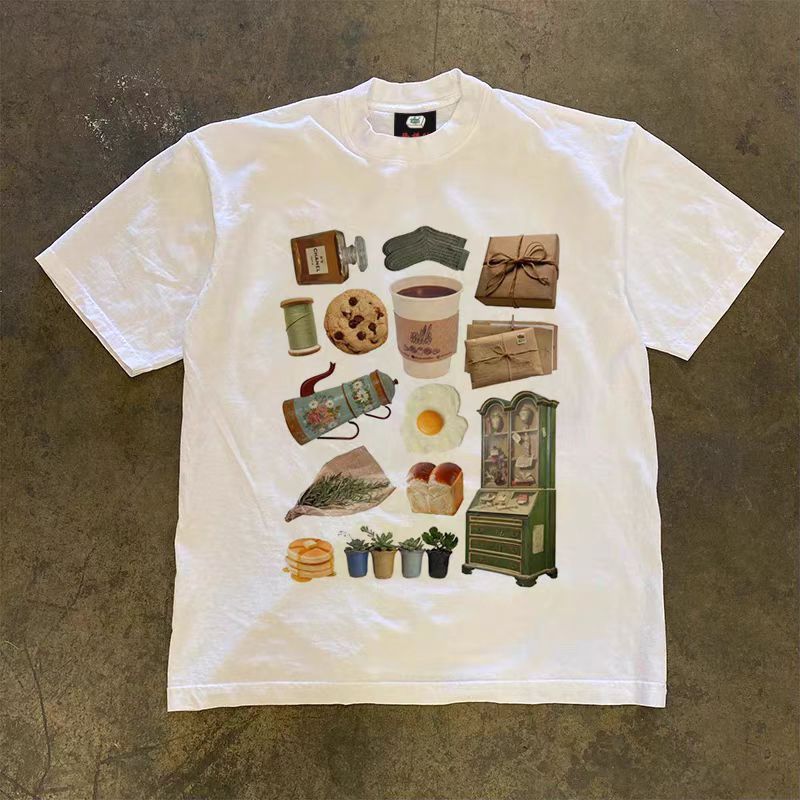 Vintage White American street retro print loose t-shirt Size US M / EU 48-50 / 2 - 1 Thumbnail