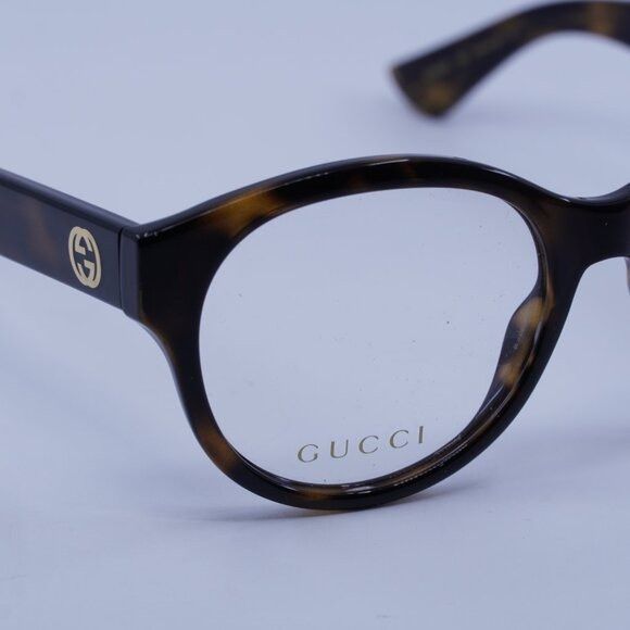 Gucci Gucci GG1580O 002 Eyeglasses Dark Havana 53mm Round Frame Size ONE SIZE - 2 Thumbnail