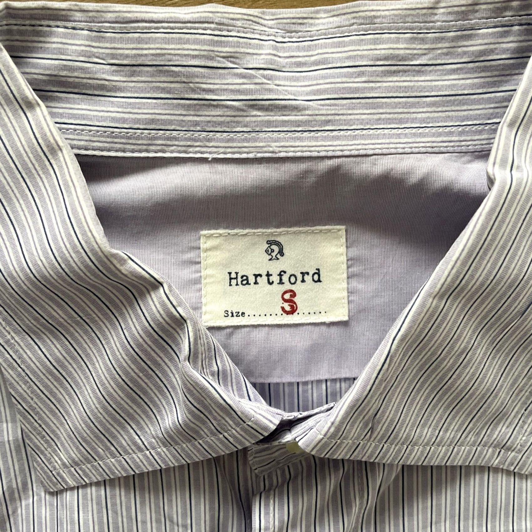 Hartford Hartford Button-Up Shirt Men's Small Striped Purple Cotton Long Sleeve Lightweight Casual Workwear Shirt Size US S / EU 44-46 / 1 - 3 Thumbnail
