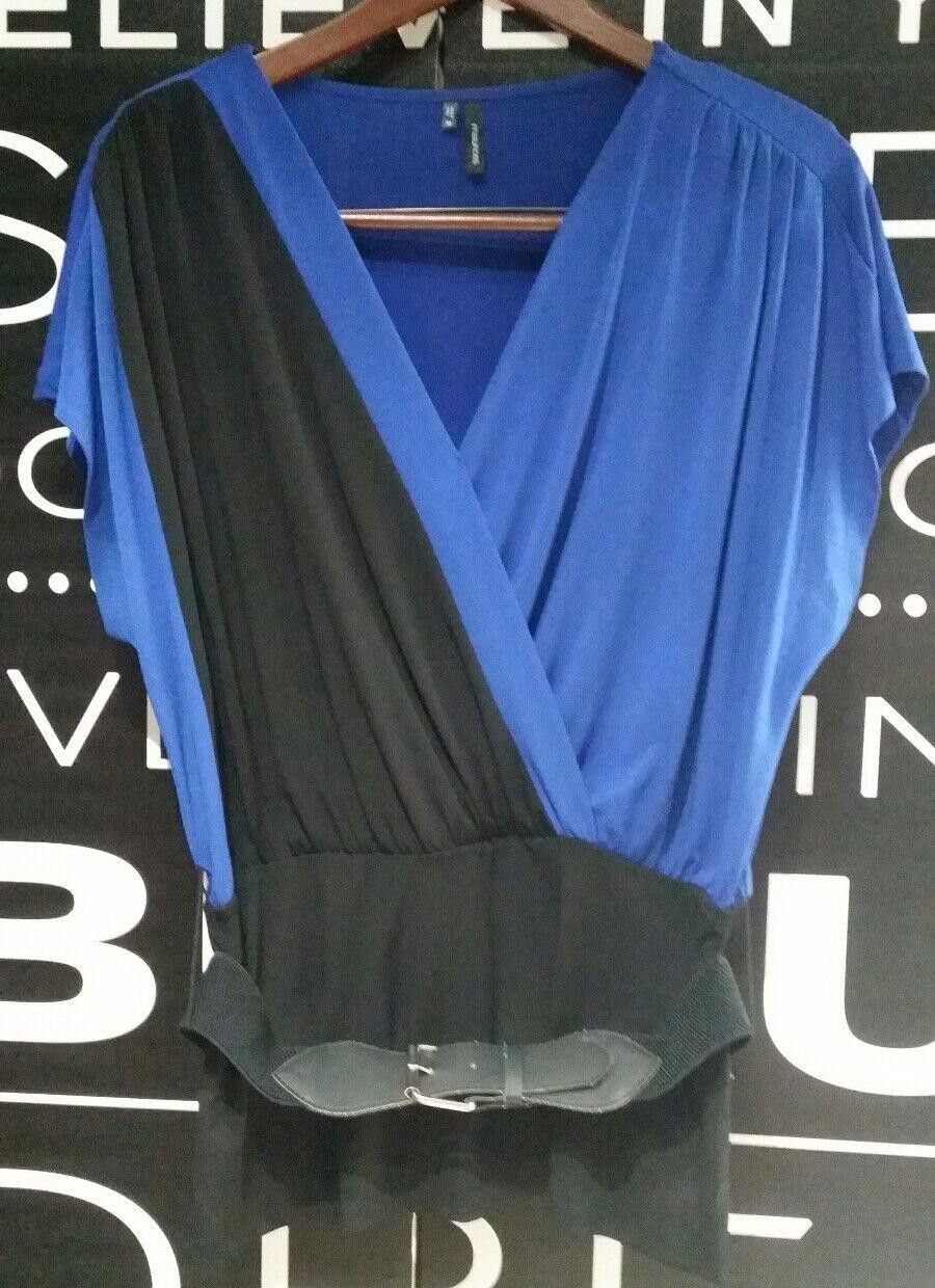Designer Maurices Color block Shirt Medium Black blue shirt top Size M / US 6-8 / IT 42-44 - 1 Thumbnail