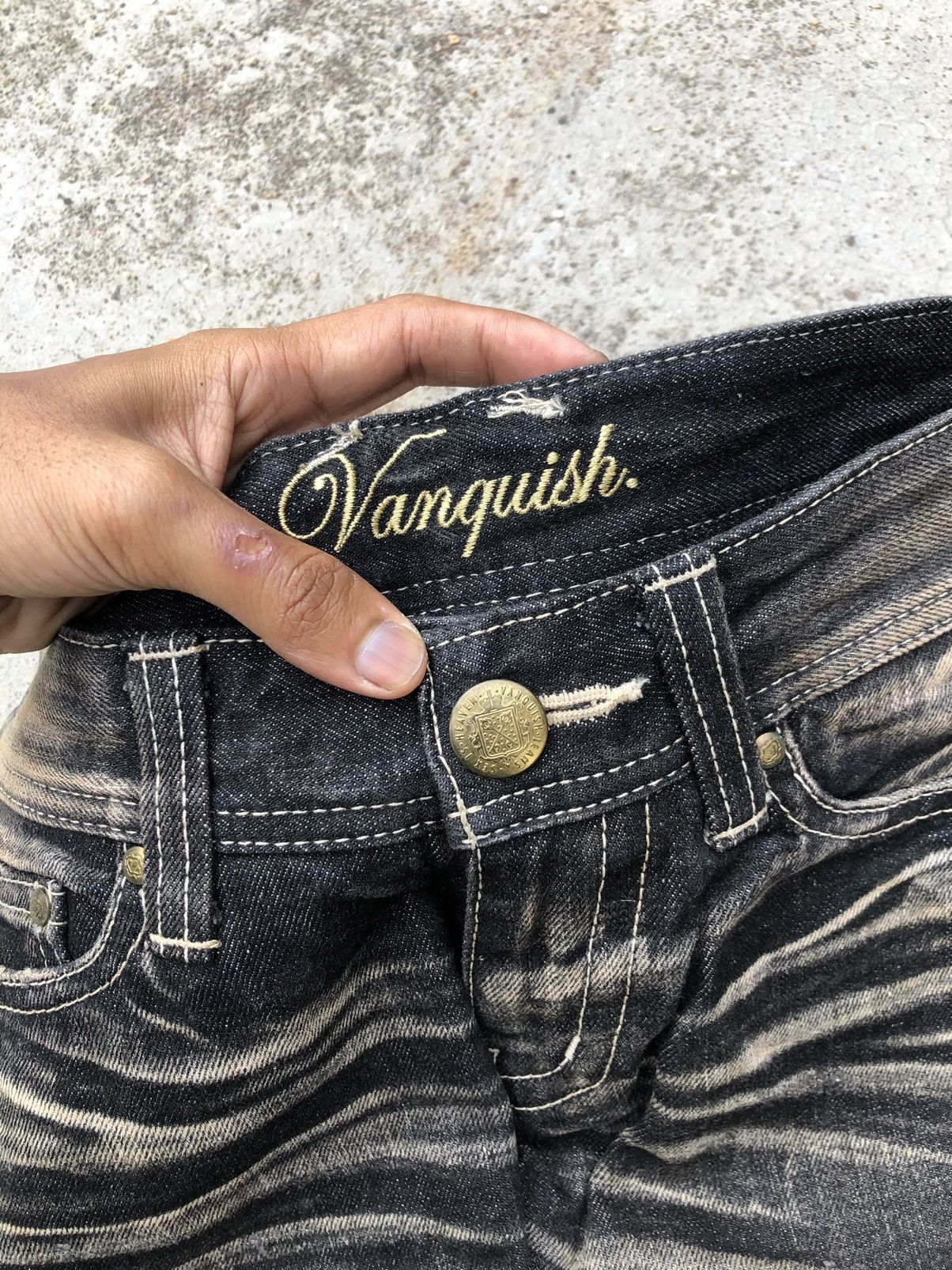 If Six Was Nine × Vanquish FLARED⚡️⚡️VANQUISH GOLD RUSTY BLACK DENIM Size 29" - 3 Thumbnail
