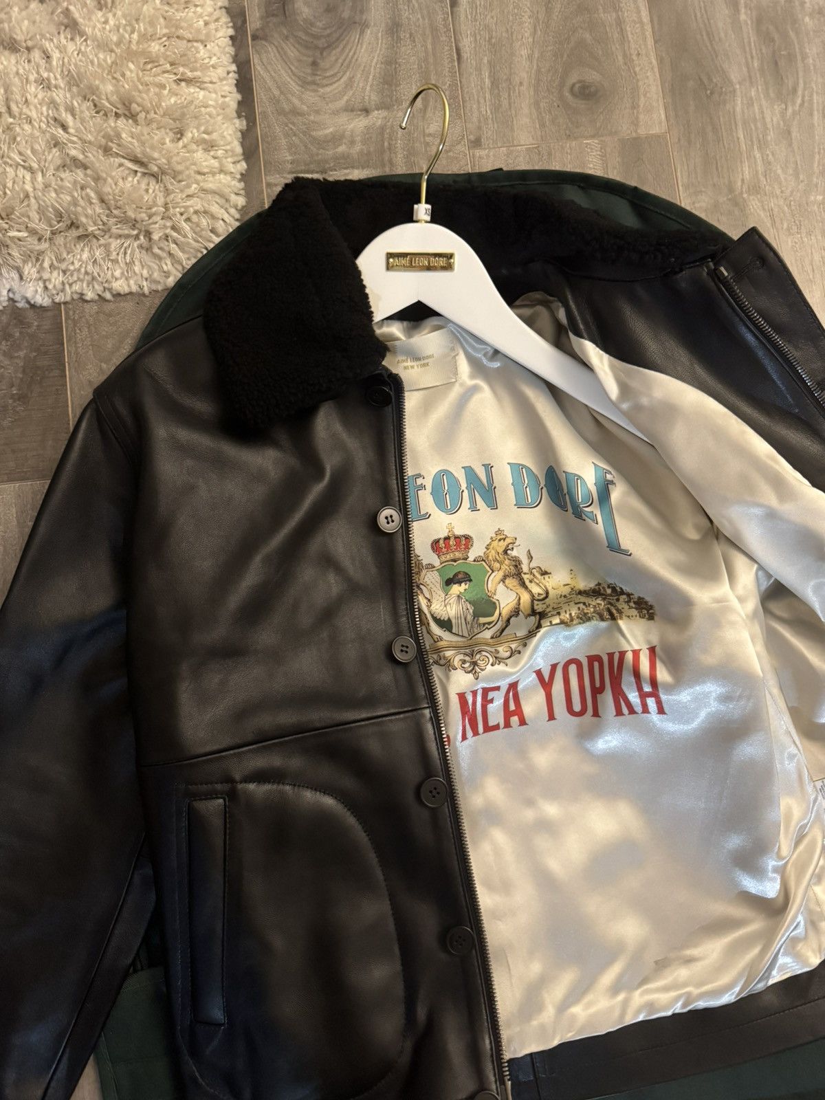 Aime Leon Dore Aime Leon Dore Black N1 Leather Shearling Deck Jacket Size US XS / EU 42 / 0 - 8 Thumbnail
