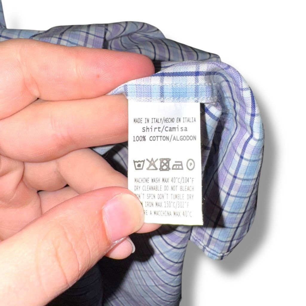 Ermenegildo Zegna Ermenegildo Zegna Purple & Blue Check Button Down Shirt Size Size US L / EU 52-54 / 3 - 8 Thumbnail