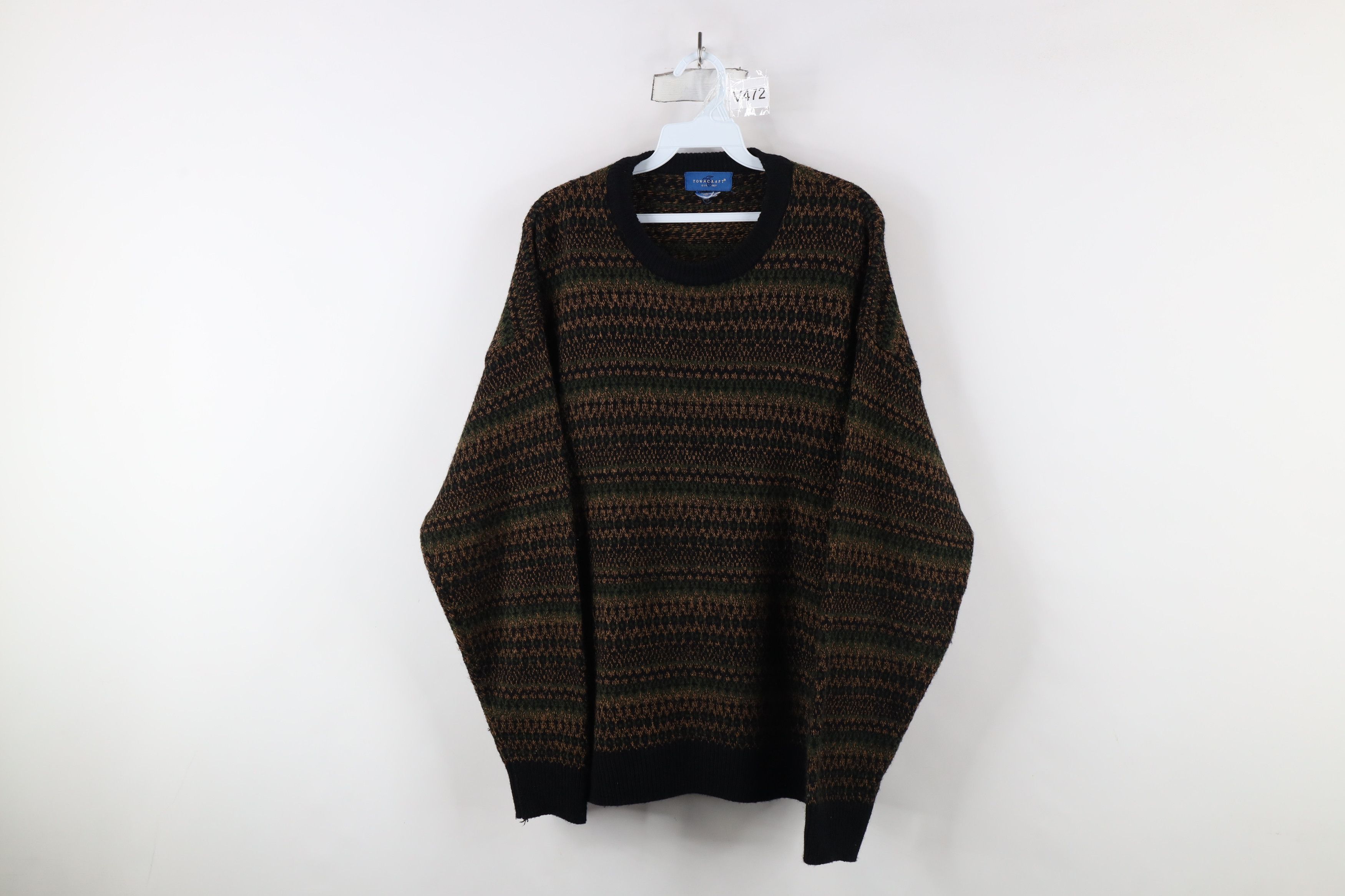 Vintage Vintage 90s Streetwear Knit Crewneck Sweater Earth Tone Size US L / EU 52-54 / 3 - 1 Thumbnail