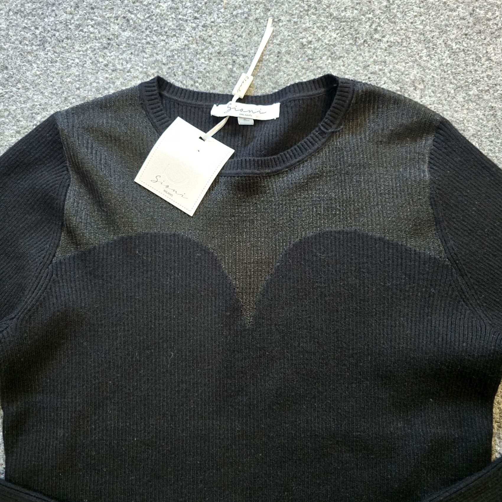 Vintage Sioni Sweater Womens Size S Black Sheer Neck Ribbed Long Sleeve Pullover Knit Upgrade Regular Toys Size S / US 4 / IT 40 - 2 Thumbnail