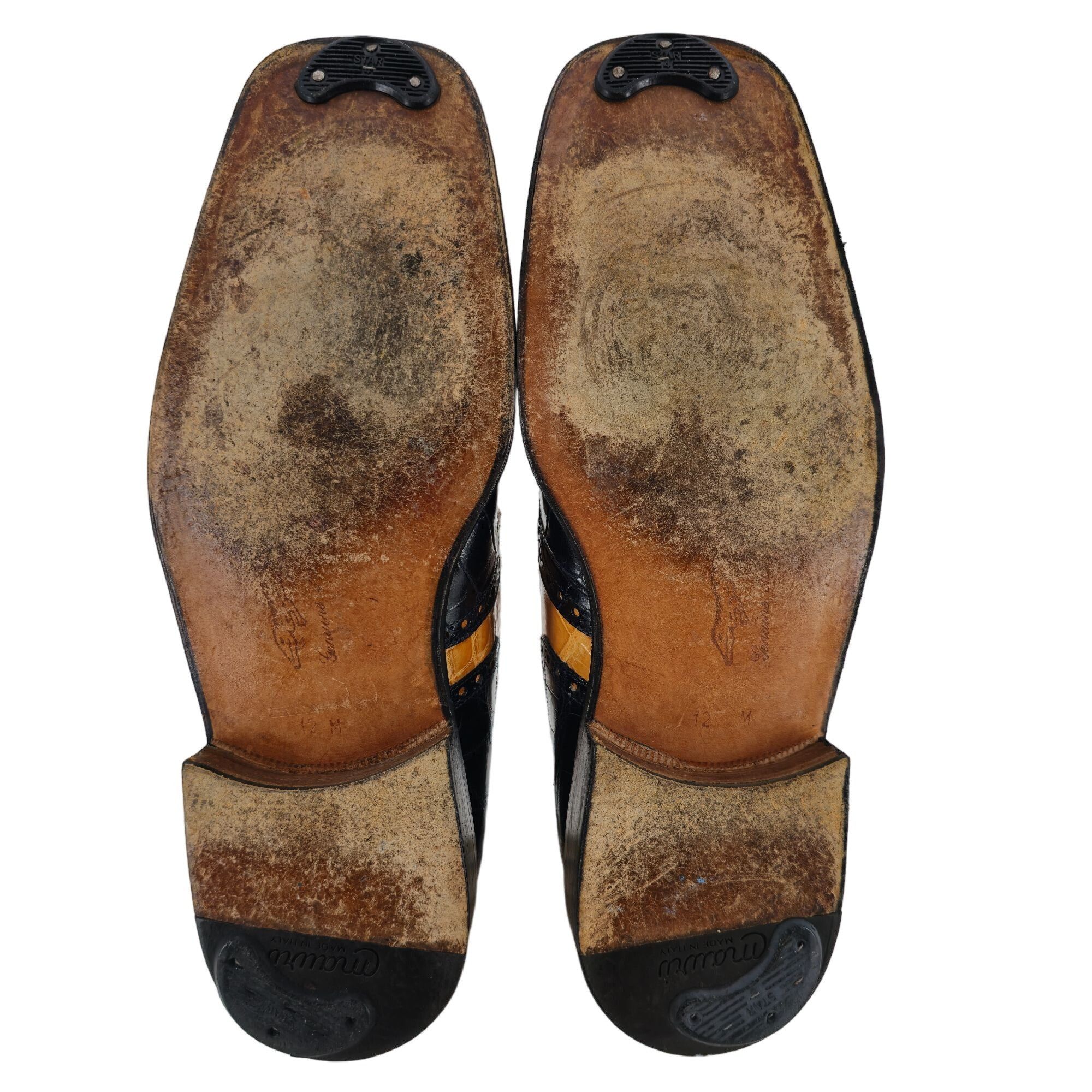 Mauri Mauri Vintage Alligator Exotic Mens 12M Honey Tan Navy Blue Size US 12 / EU 45 - 4 Thumbnail