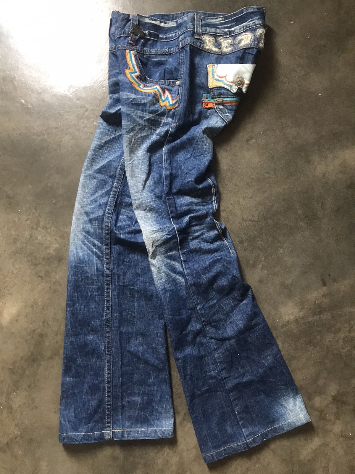 Beauty Beast Red Pepper Japan Co - Mud Washed Emblished Flare Jeans Size US 29 - 20 Thumbnail