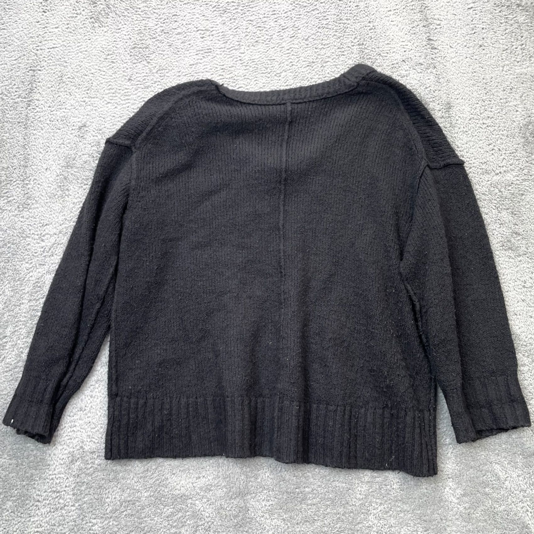 Free People Free People Sweater Tunic XS Black 3/4 Sleeve V-Neck Oversized Relaxed Knit Shirt Womens Fall Winter Fashion Size XS / US 0-2 / IT 36-38 - 6 Thumbnail