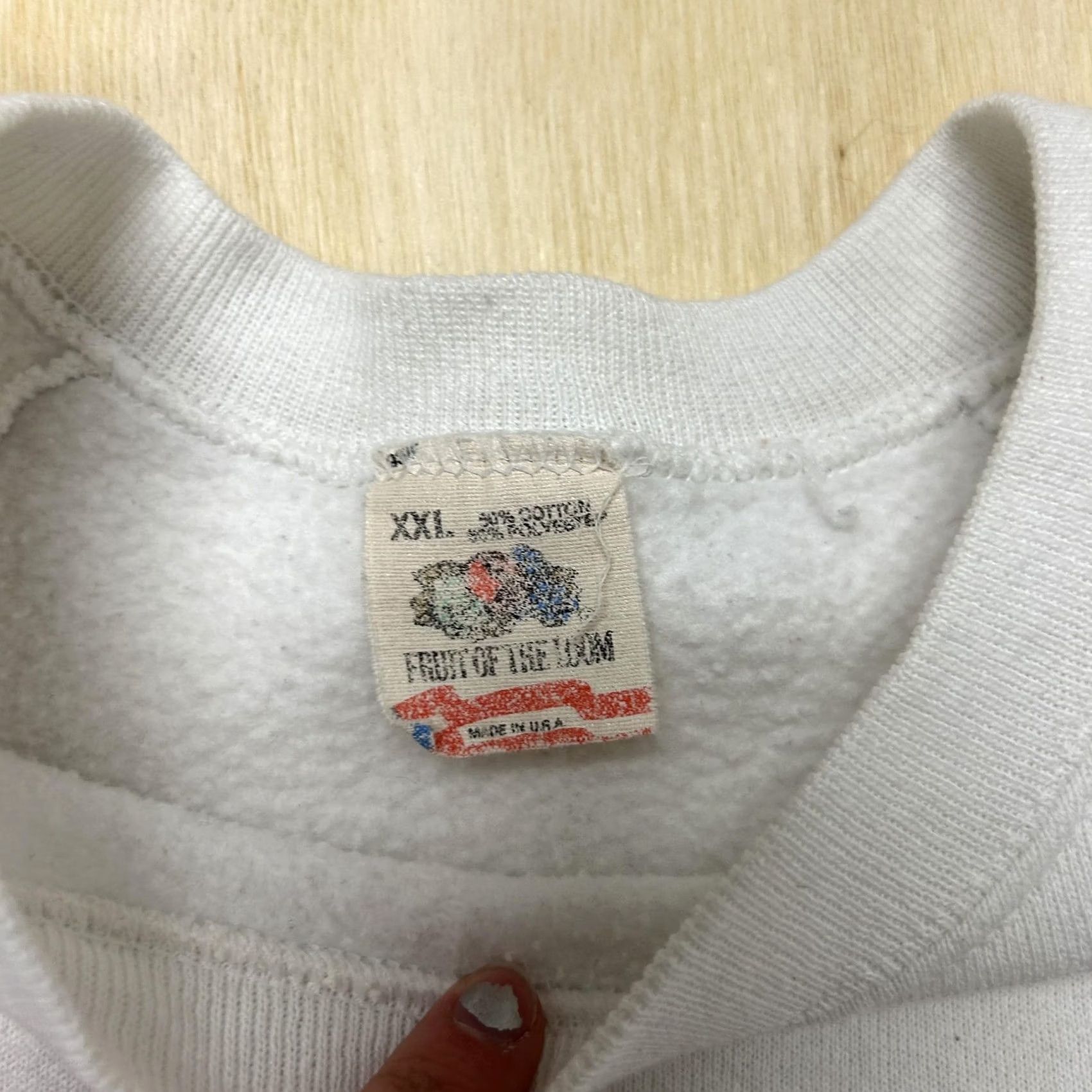 Fruit Of The Loom VINTAGE Fruit Of The Loom Sweatshirt Mens 2XL White French Flag Crewneck Graphic Size US XXL / EU 58 / 5 - 2 Thumbnail