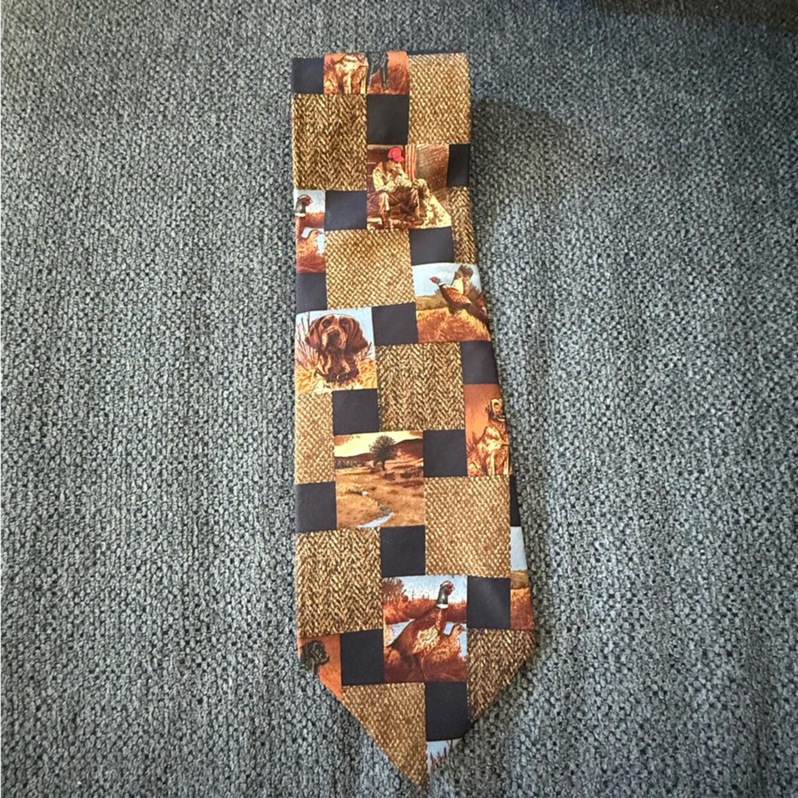 Nautica Nautica Brown and Black Hunting Theme Tie Size ONE SIZE - 3 Thumbnail