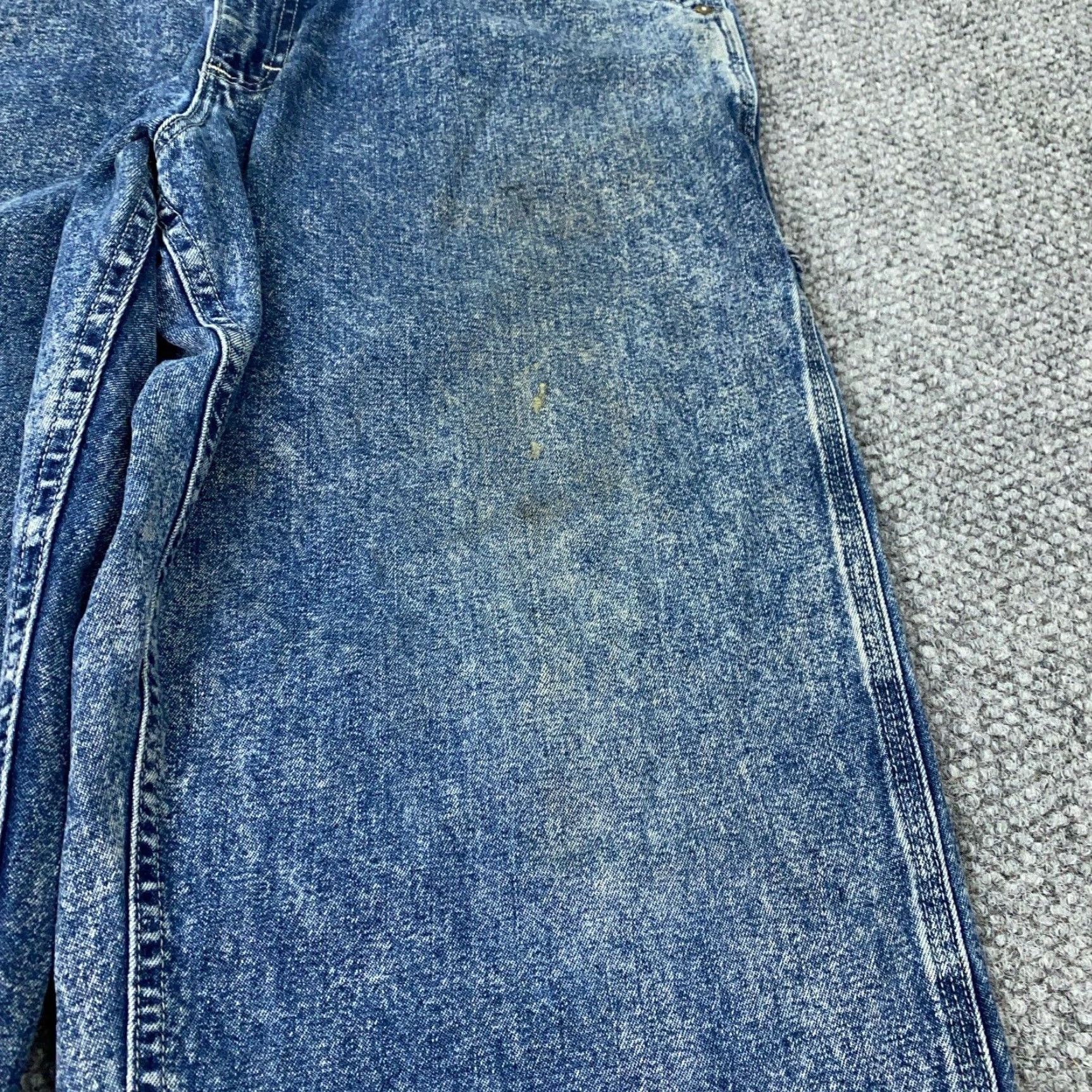 Lee VTG Lee Jeans Carpenter Mens 38x32 Blue Acid Wash Baggy Loose USA Denim 5-Pocket 80s 90s Grunge Retro Short? Size US 42 / EU 58 - 6 Thumbnail