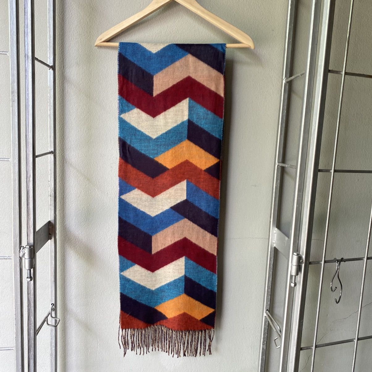 Designer Knit noueltier Colorful Chevron Wool Scarf Size ONE SIZE - 3 Thumbnail